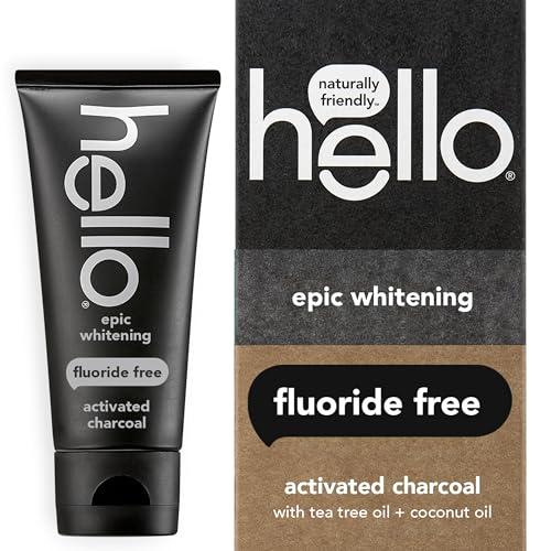 hello hello Mighty Multitasker Fluoride Toothpaste, 8-in-1 Toothpaste with Minty Flavor & Activated Charcoal Epic Whitening Fluoride Free Toothpaste, Fresh Mint + Coconut Oil, Vegan & SLS Free