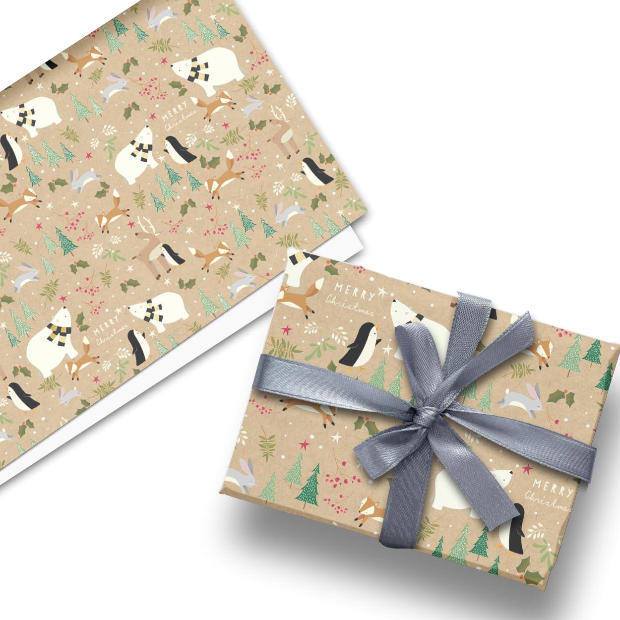 Glick Glick Luxury Christmas Folded Wrap (3 Sheets) Christmas in the Woods (Double Sided) Christmas Wrapping Paper