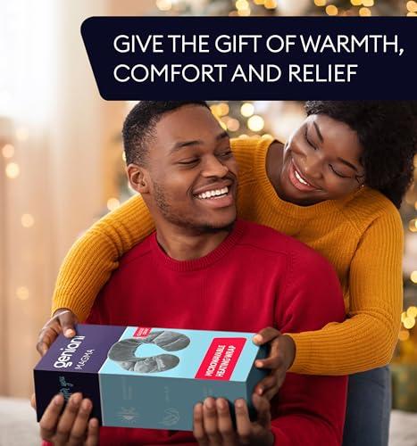 GENIANI GENIANI Microwavable Heating Pad for Neck and Shoulders with Herbal Aromatherapy - Calming Weighted Cordless Neck Wrap - Heat Pad for Pain Relief and Spasm - Hot and Cold Compress (Cloud Grey)