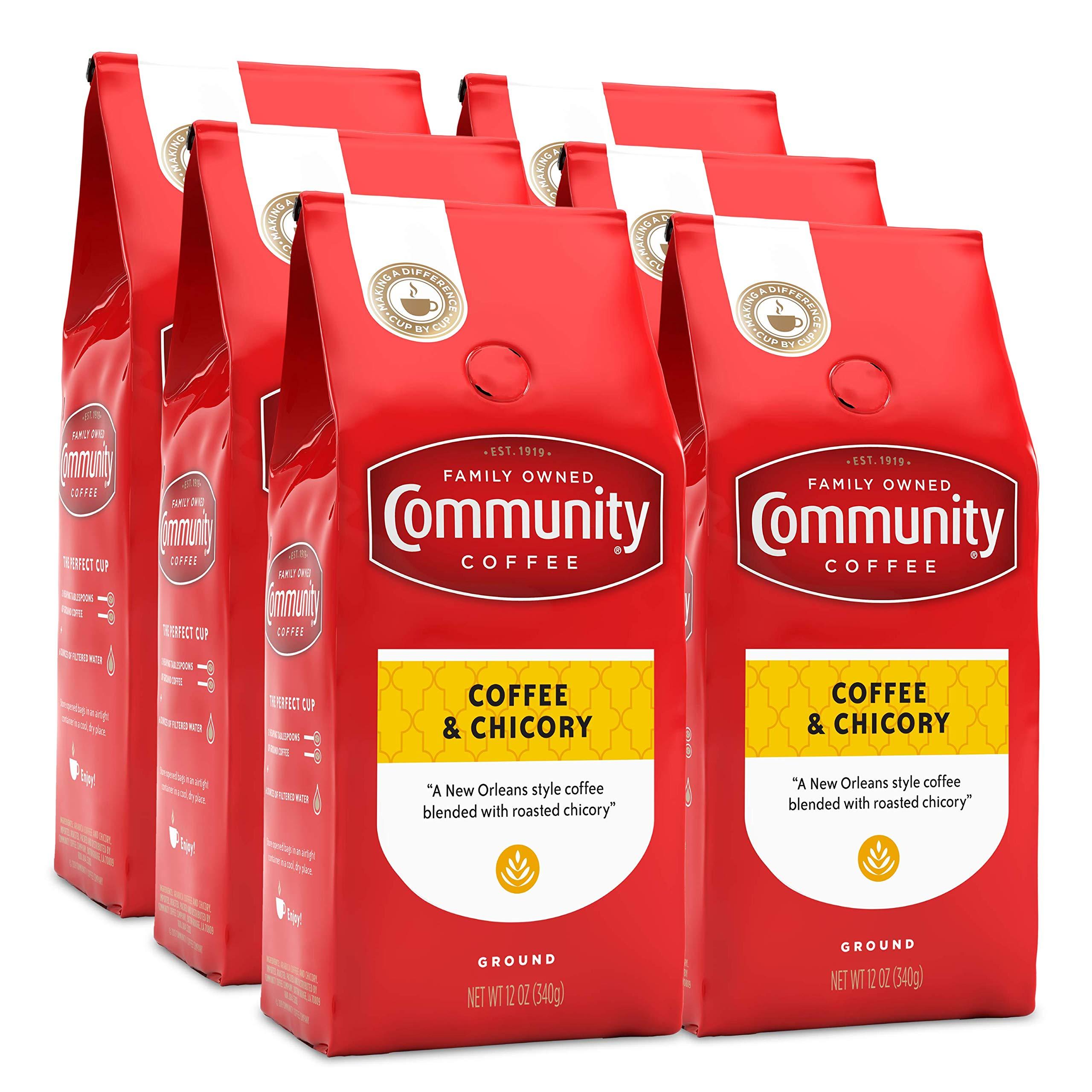 Community Coffee Community Coffee Coffee & Chicory Blend Coffee 72 Ounces, Medium Dark Roast Ground Coffee, 12 Ounce Bag (Pack of 6)