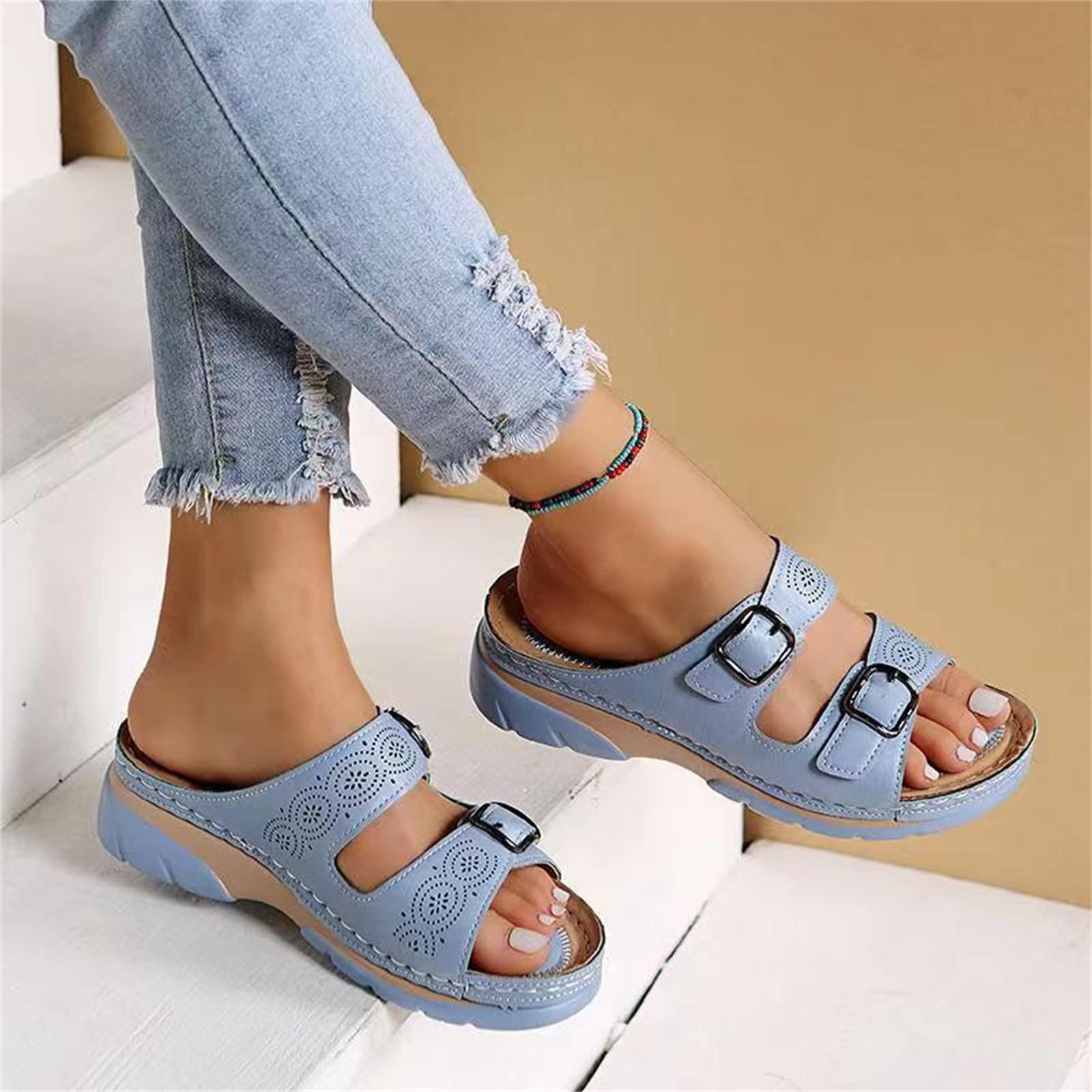 sandals women fashion heels Orthopedic Sandals For Women Wide Feet Orthopedic Sandals for Women Arch Support Slides Slippers for Plantar Fasciitis Extremely Comfort Dressy Summer Orthotic Flip Flops