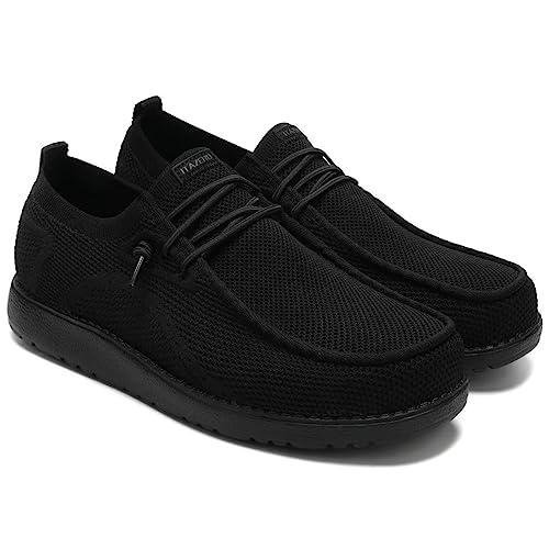 1TAZERO 1TAZERO Extra Wide Shoes for Men - Wide Width 4E Slip on Diabetic Max Shoes with Arch Support Plantar Fasciitis Loafers Casual for Swollen Feet (Black 12.5)