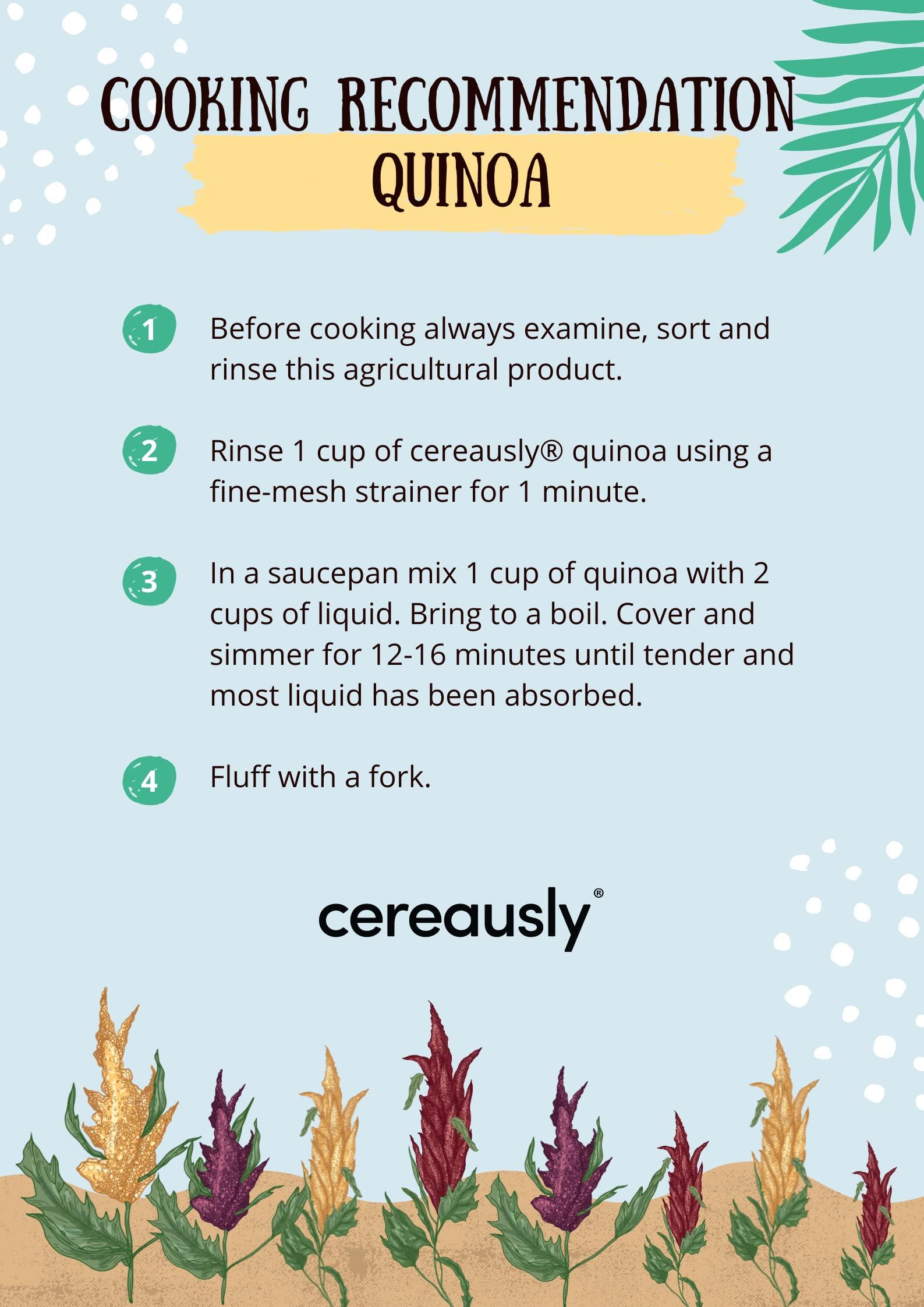 Cereausly CEREAUSLY Organic Red Quinoa Premium Royal Quinoa from Bolivia Kosher and Non-GMO Quinoa Bulk Vegan and Gluten-Fee Cooking Quinoa 4 LB