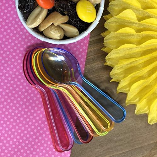Outside the Box Papers Mini Taster Spoons - Clear Plastic - Blue, Pink, Green, Yellow, Orange - 150 Pack by Outside the Box Papers