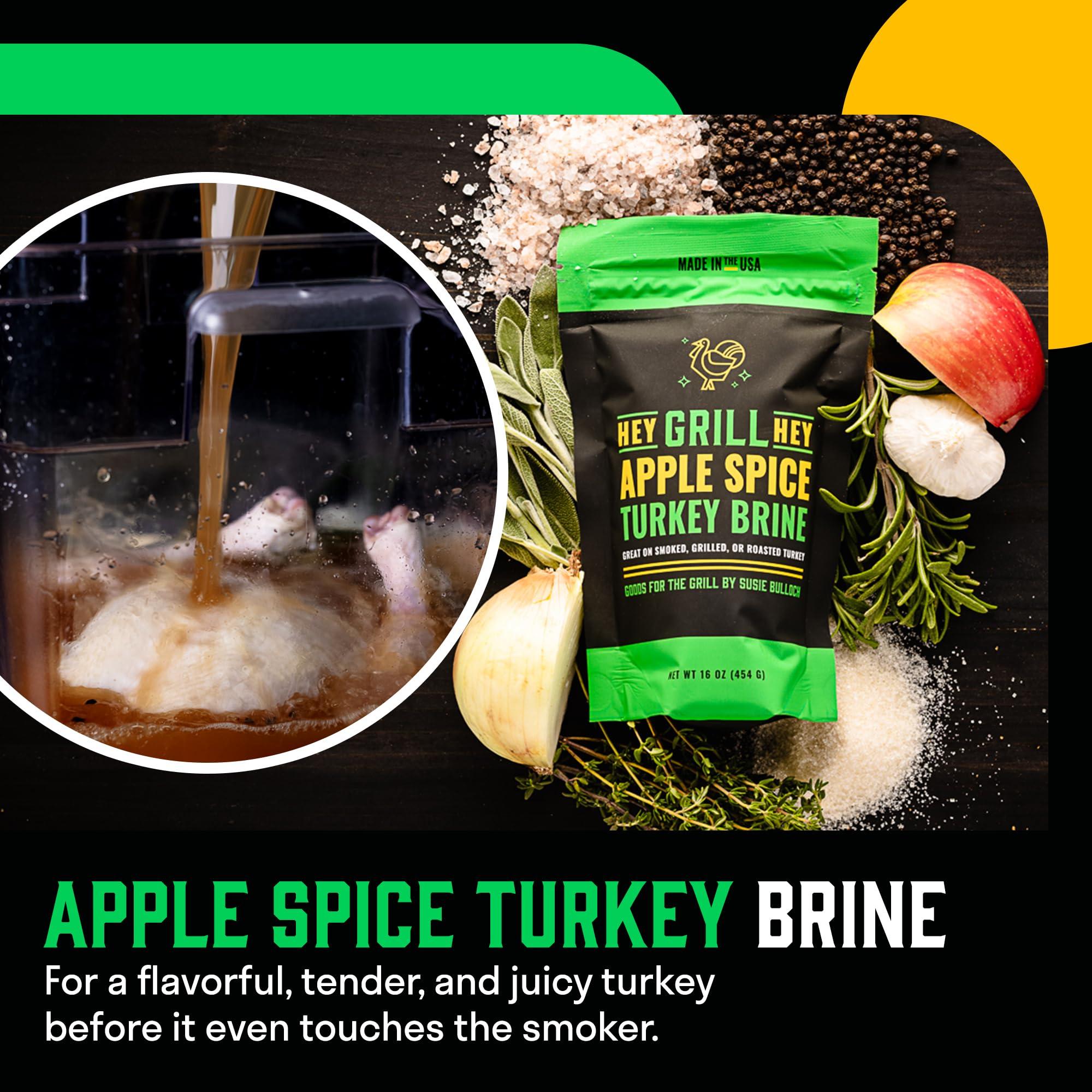 Hey Grill Hey Hey Grill Hey | Smoked Turkey Brine & Seasoning Kit | Includes APPLE SPICE TURKEY BRINE, SMOKED TURKEY RUB, and CRANBERRY BBQ GLAZE