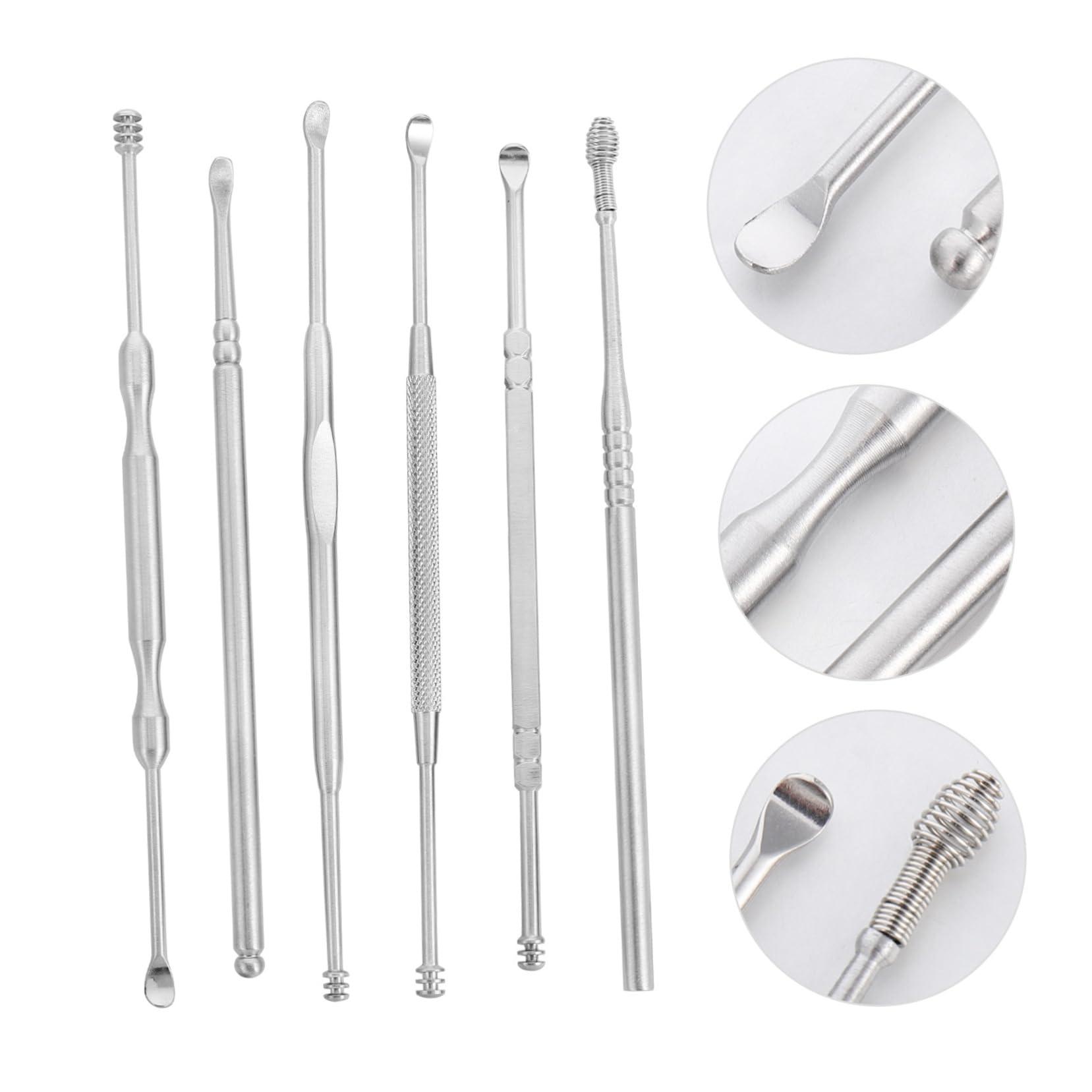 Healvian Healvian 18 Pcs Ear Picking Set Kit Earwax Ear Something Cleaner Buds Removal Ear Cleaning Drops Vet Ear Digger LED Strip Lights Cancelling Washer Device Silver Stainless Steel 410