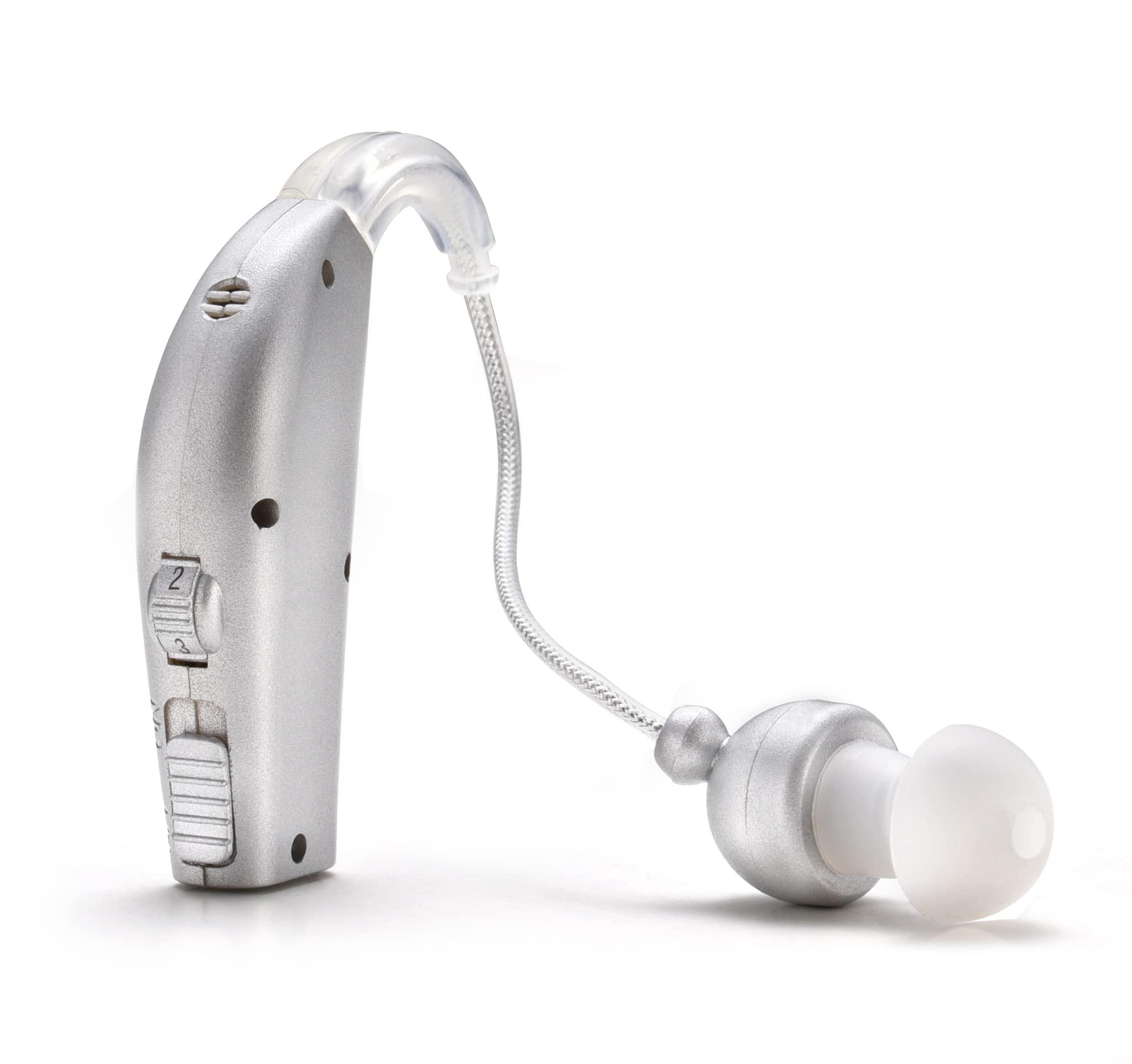MSA 30X MSA PRO Sound Amplifier, Amplifies Sound by 30 Times, Alternative to Hearing Aids for Seniors, Up to 20 Hours Continuous Use, Lightweight, Nearly Invisible, Adjustable Volume, Fast Charging, Silver, 1ct