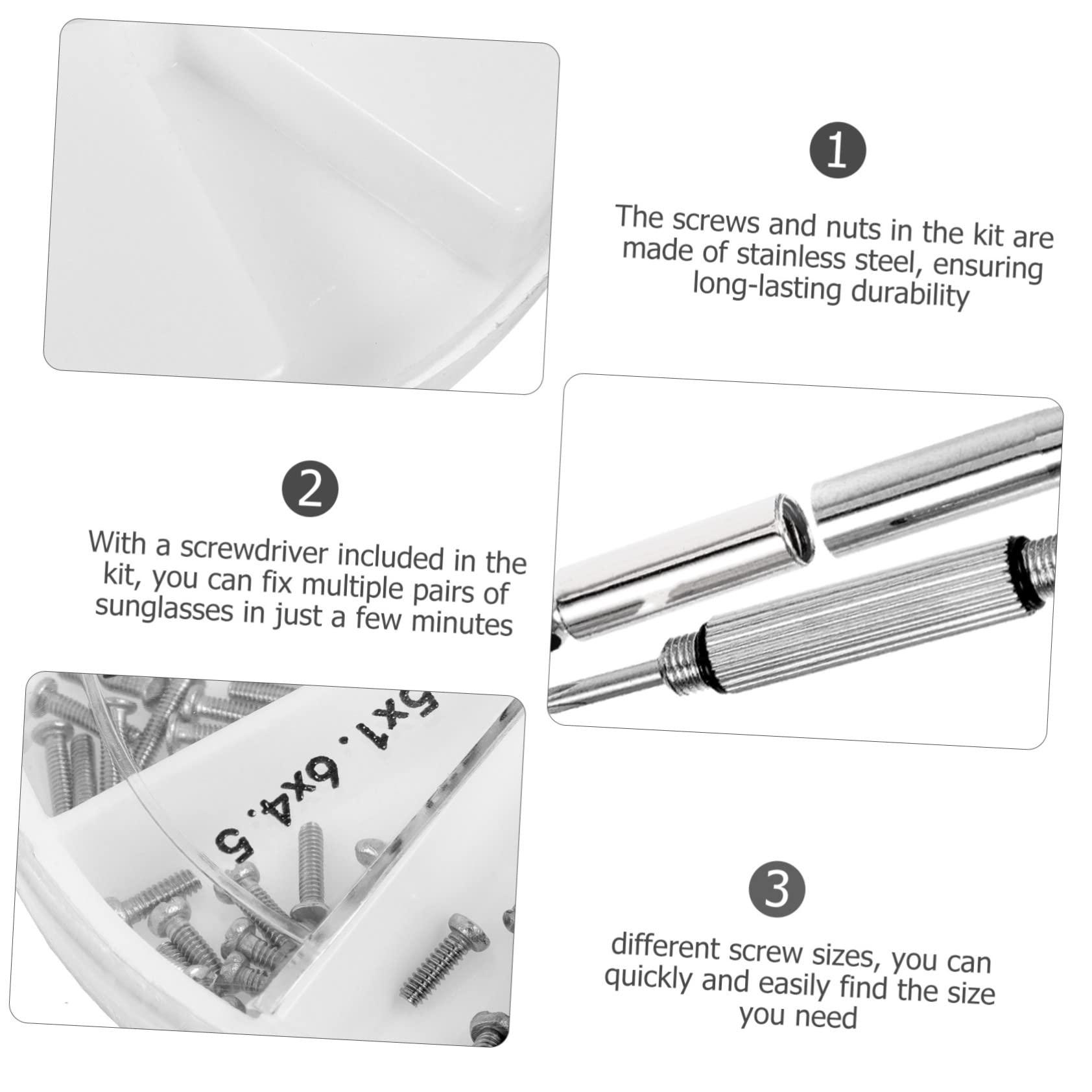 Beavorty Beavorty 4 Sets Eyeglass Screwdriver Kit Wipes Glasses Repairing Console Repair Kit Spectacle Repair Kit Cap Chain Eyewear Repair Kit Fix Torque Portable Remover Nut Silver Stainless Steel