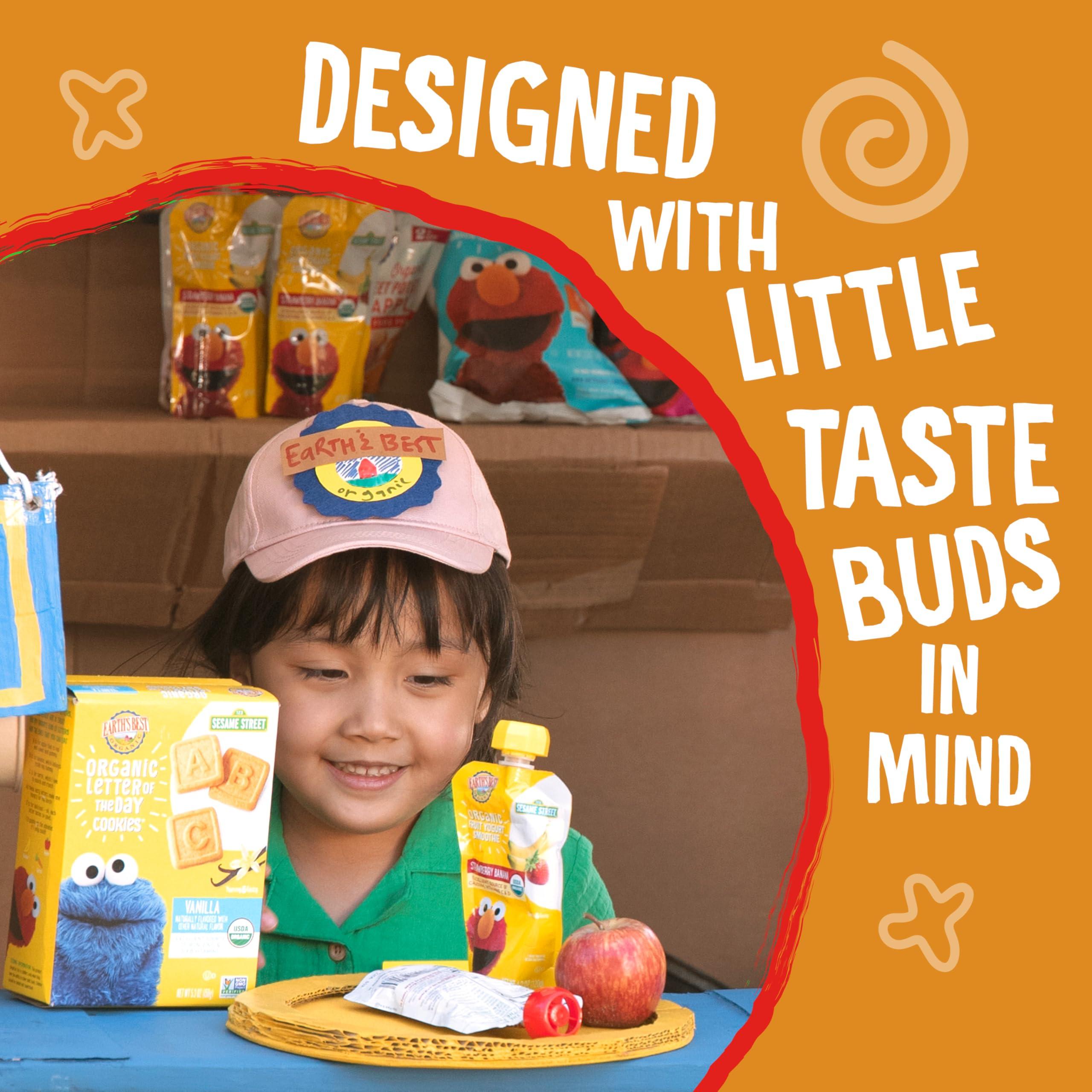 Earth\'s Best Earth\'s Best Organic Kids Snacks, Sesame Street Toddler Snacks, Immune Support Fruit Smoothie for Toddlers 2 Years and Older, Pineapple Orange Banana, 4 oz (Pack of 12)