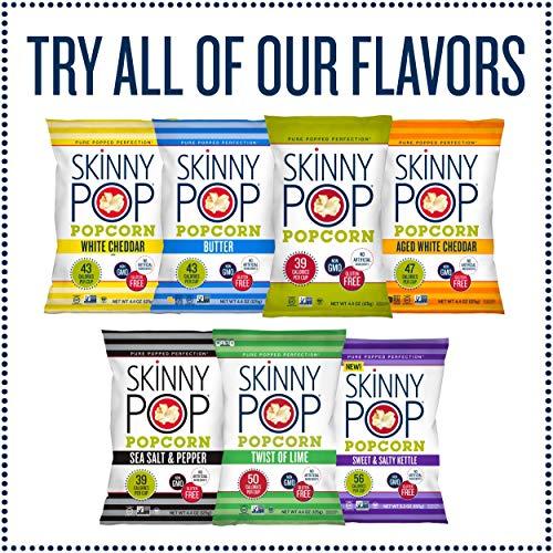 SkinnyPop SkinnyPop White Cheddar Popcorn, 6ct, 4.4oz Grocery Size Bags, Skinny Pop, Healthy Popcorn Snacks, Gluten Free