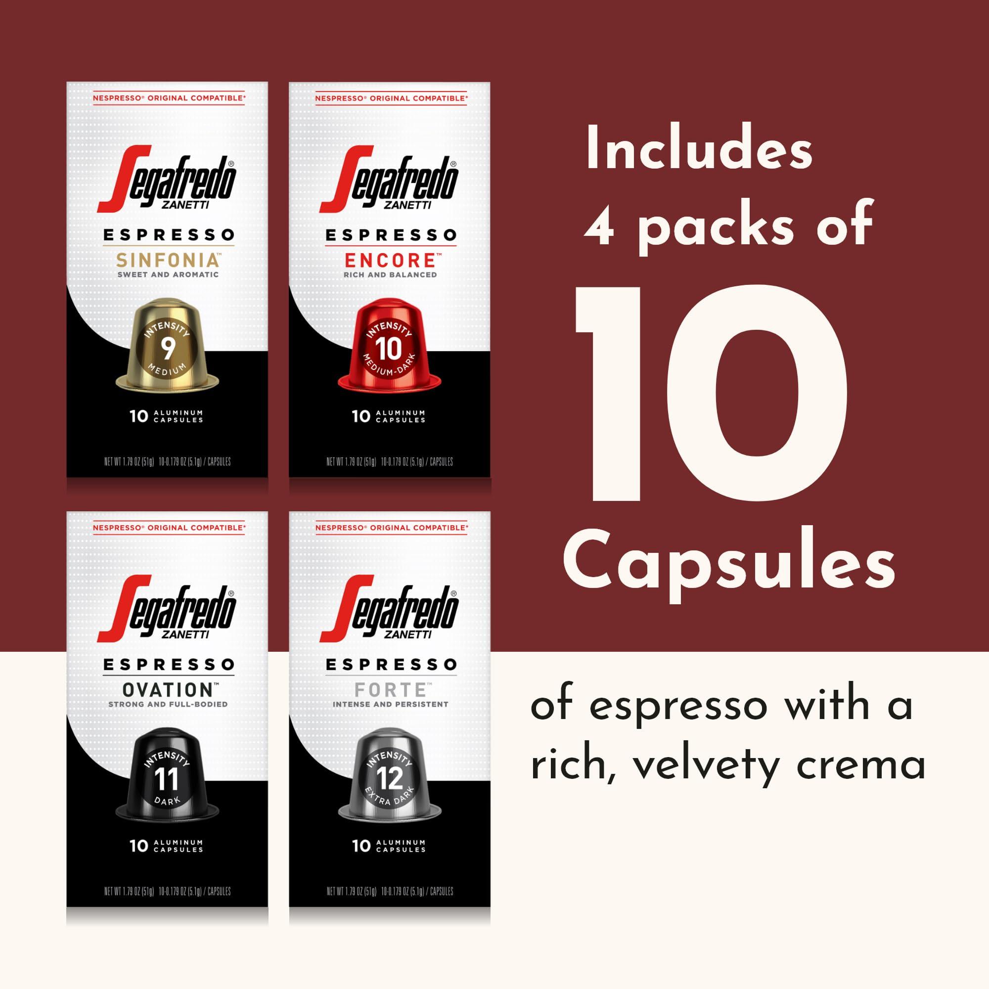 Segafredo Segafredo Zanetti Espresso Capsules, Variety Pack, Compatible with Nespresso Original Machines, 40 Count Aluminum Pods (Pack of 1)