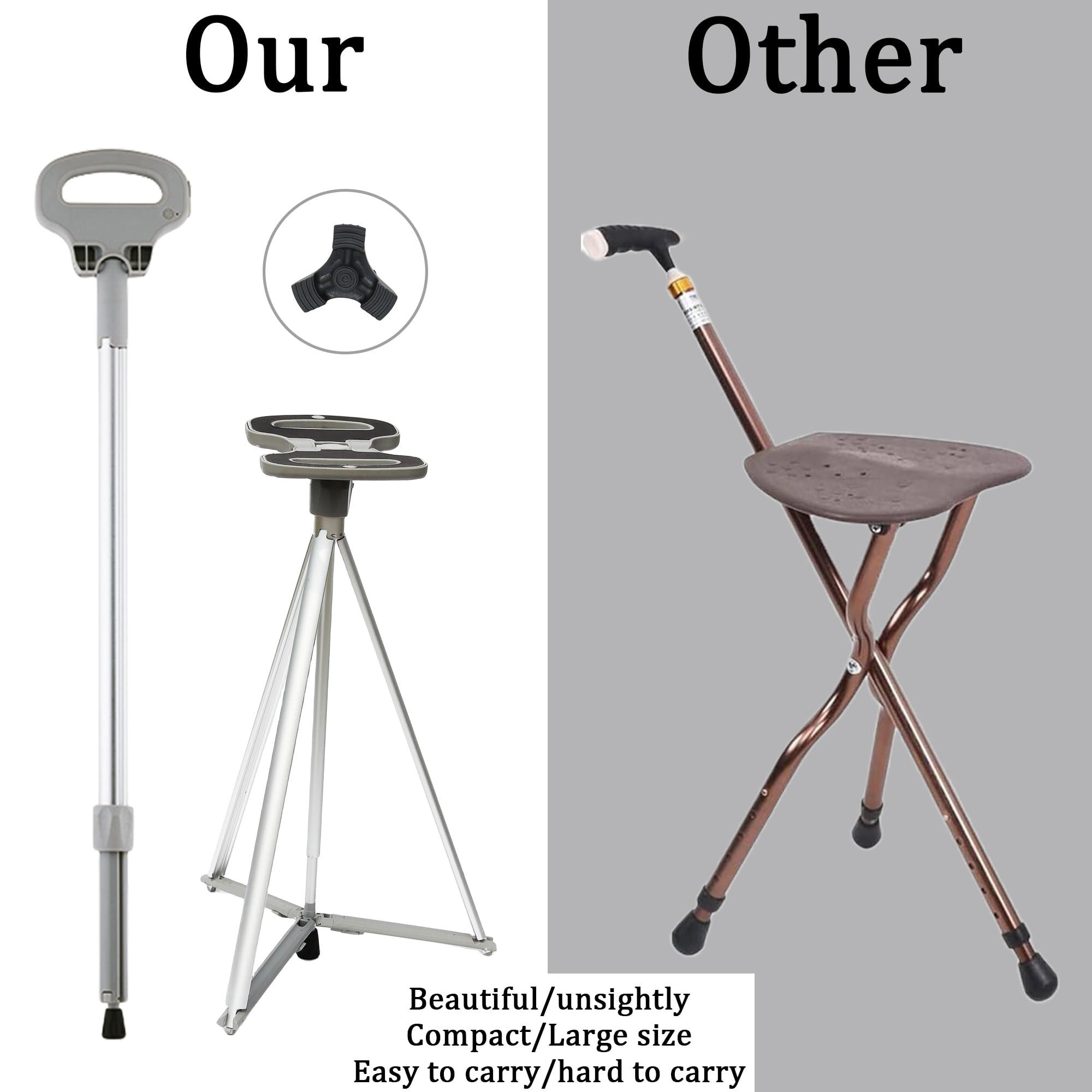 PLOGGING PLOGGING Walking Cane with Seat for Men & Women,Portable Cane Seat with Carry Bag,Lightweight Anti-Slip Walking Stick for Seniors & Adults,Foldable Adjustable Cane Chair for Travel Hiking