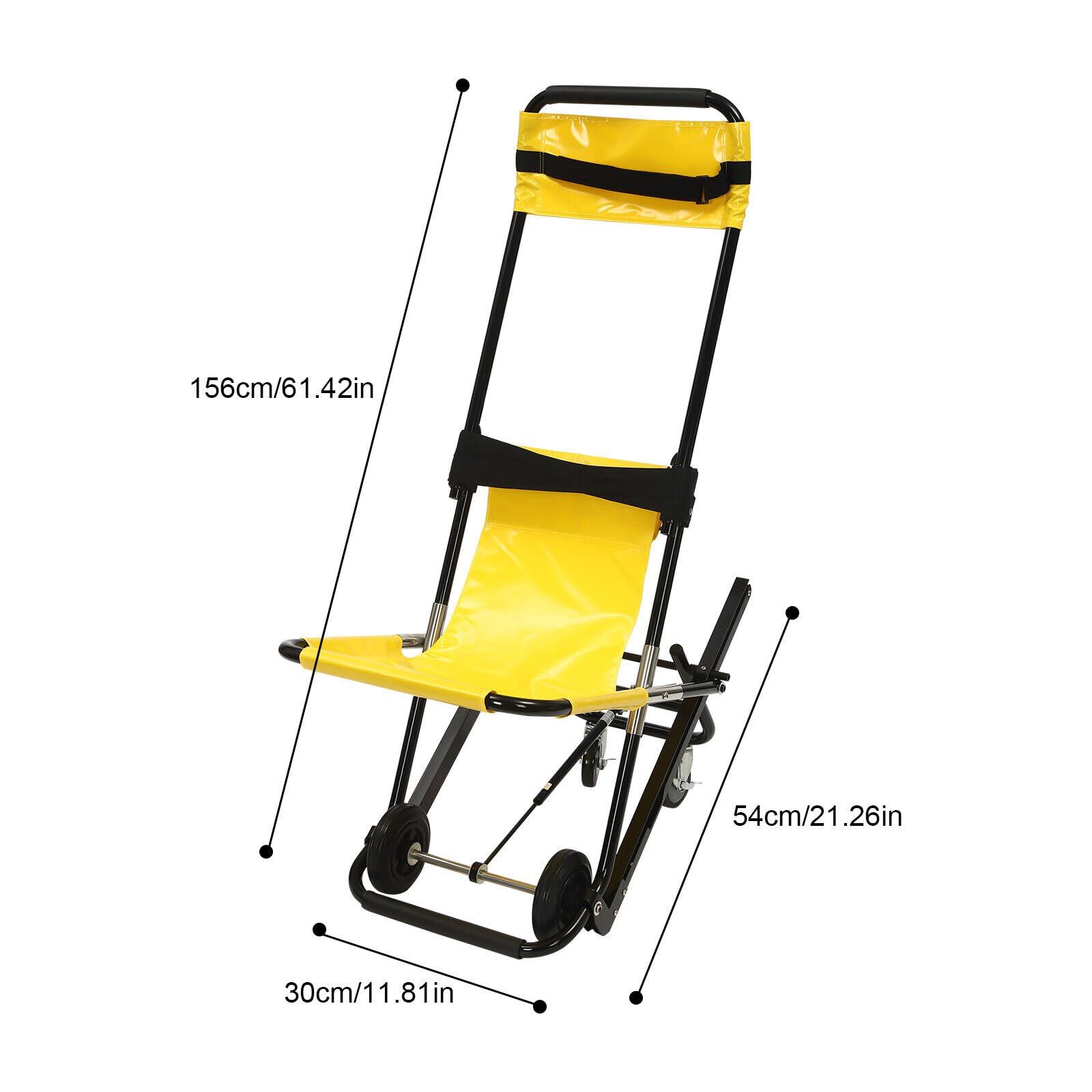 YINZINR Portable Folding Stair Chair, Lift Climbing Stair Chair for Ambulance Firefighter Evacuation Use, w/Adjustable Headrest & Safety Belts, 350 Lbs Capacity