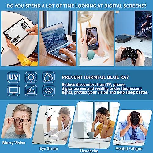 JM JM 3 Pack Oversized Aviator Reading Glasses for Women Men, Retro Square Blue Light Computer Readers +0.0
