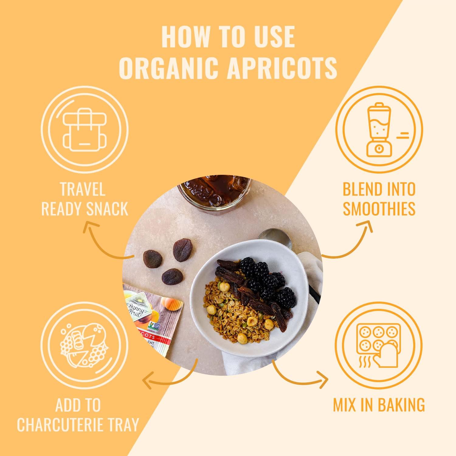 SUNNY FRUIT Sunny Fruit Soft Organic Turkish Dried Apricots, 2 Pound Bulk Bag | Healthy, Sweet Snack | ORGANIC, NON-GMO, VEGAN, HALAL, KOSHER, NO PRESERVATIVES, NO SUGAR ADDED