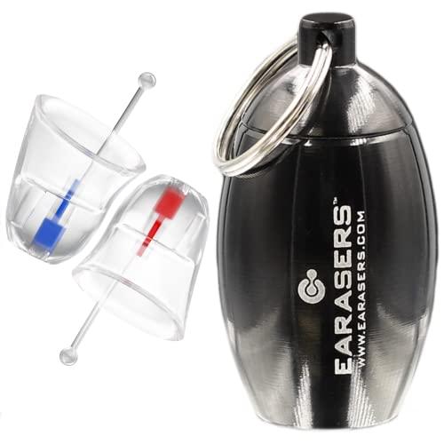 Earasers EARasers Noise Cancelling Earplugs - Reusable Soft Silicone Noise Reduction Musicians Comfort US X-Small Earplug For Concert, Dentist With Waterproof Black Keychain Carrying Case – 19dB Peak Reduction