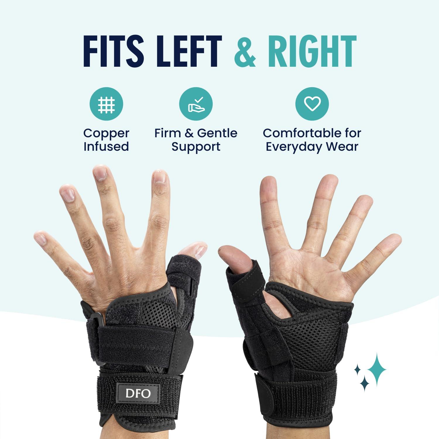 Dr. Frederick's Original Dr. Frederick's Original Reversible Copper Infused Wrist Thumb Brace - 1 Brace - Spica Splint for De Quervain’s Tendonitis, Arthritis, CMC, Pain Relief - Left or Right Hand - Fits Men and Women