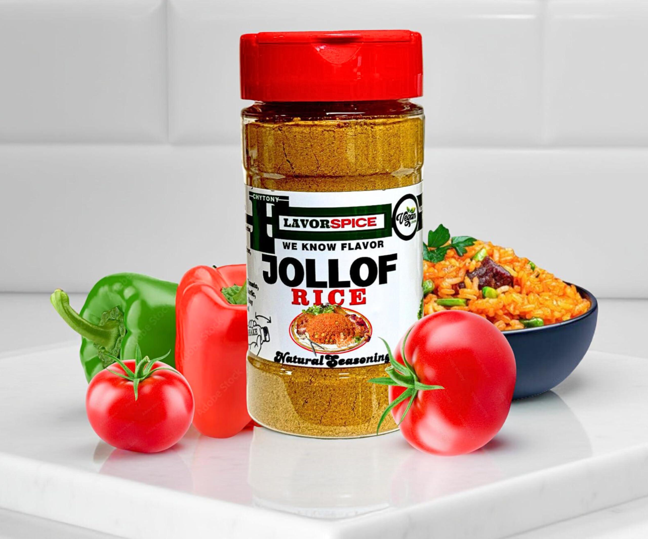 Flavor Spice LLC Jollof Rice Seasoning Crafted with 100% Natural Herbs and Spices with No Artificial or preservatives, No Salt, No Sugar, No MSG, Gluten Free, Great For Keto, Great For Vegan (3.80oz)