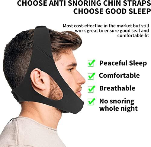 Babyfond Anti Snoring Chin Strap for Men and Women, Comfortable Chin Strap for Cpap Users, Adjustable Stop Snoring Chin Strap Snoring Solution Chin Straps to Keep Mouth Closed While Sleeping (Black)