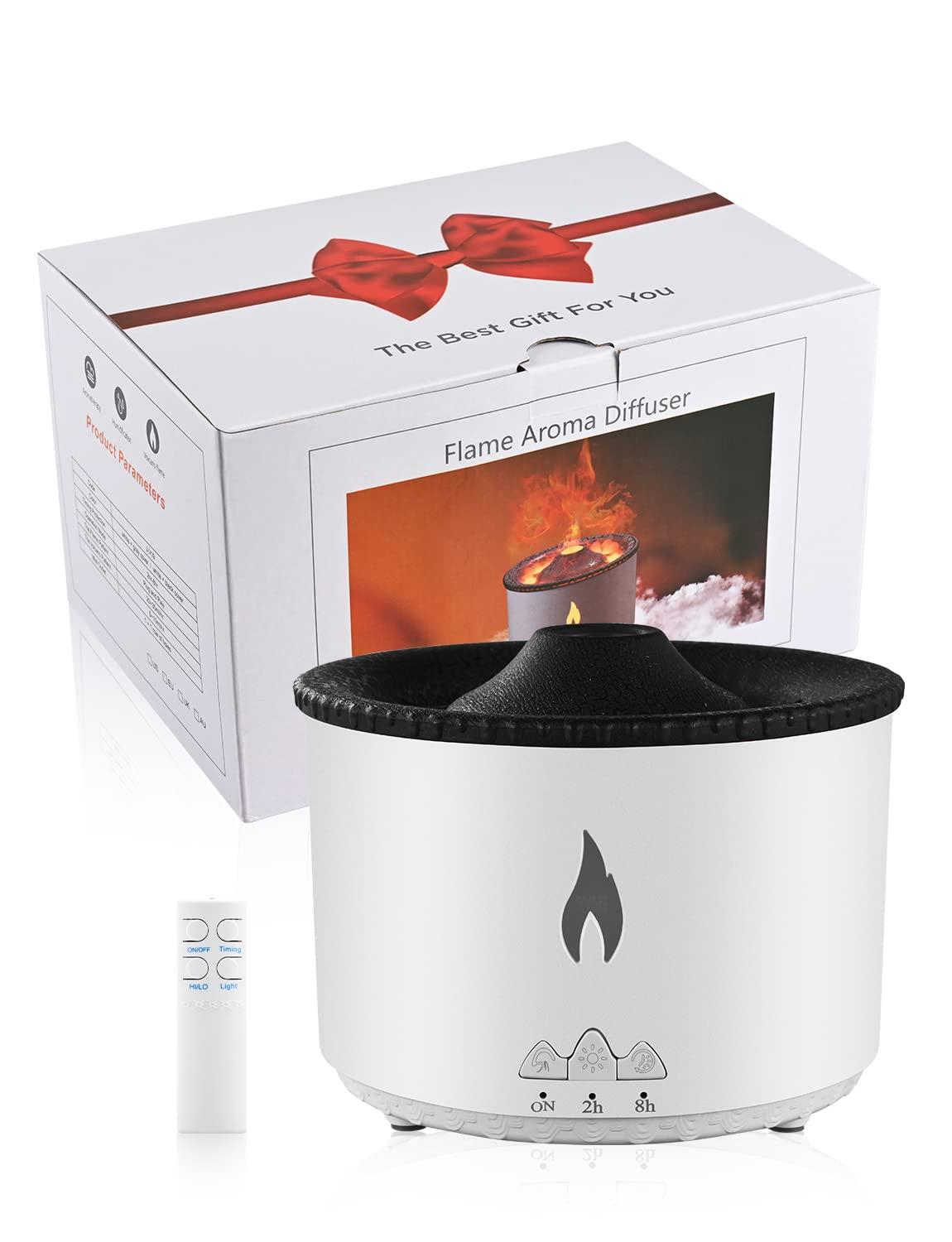 YMYMGGI YMYMGGI Volcano Diffuser Aromatherapy Oil Humidifier 2 Mist Mode Flame Humidifier,360ML Timer and Waterless Auto-Off Double Color with Remote Control for Home Office