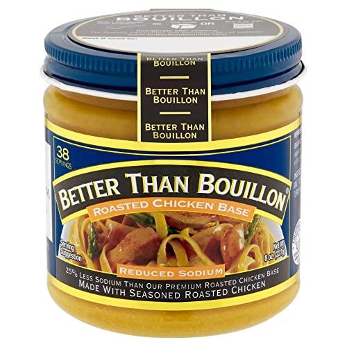 Better Than Bouillon Better Than Bouillon Reduced Sodium Roasted Chicken Base, Made with Seasoned Roasted Chicken & Less Sodium, 38 Servings Per Jar 8 Ounce (Pack of 6)