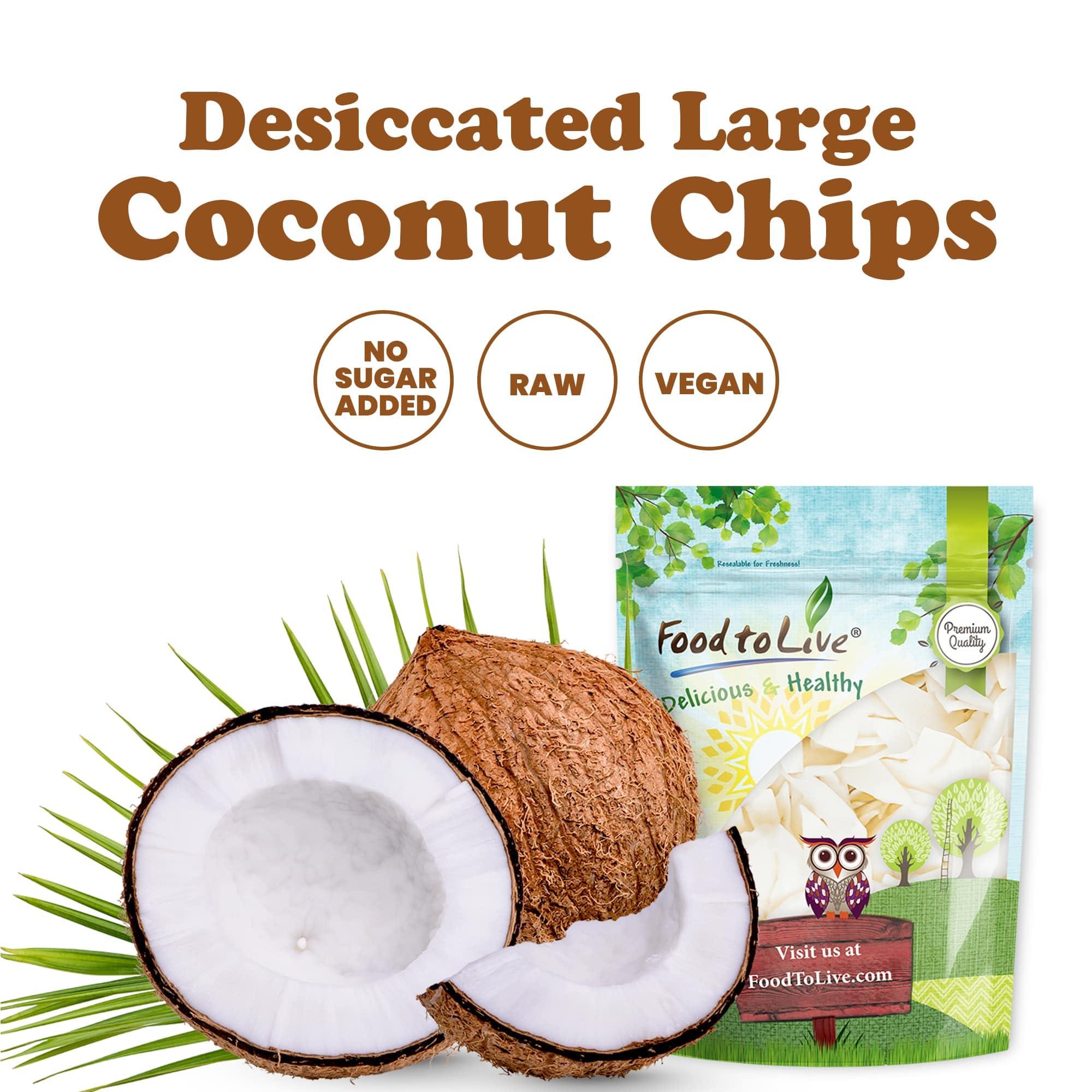 Food to Live Food to Live Coconut Chips, 12 Ounces Unsweetened Flakes, Unsulfured, Raw, Dried, Desiccated, Shaved Meat, Vegan, Keto, Kosher, Bulk, Great for Baking. A Good Source of Fiber, Protein, Healthy Fats