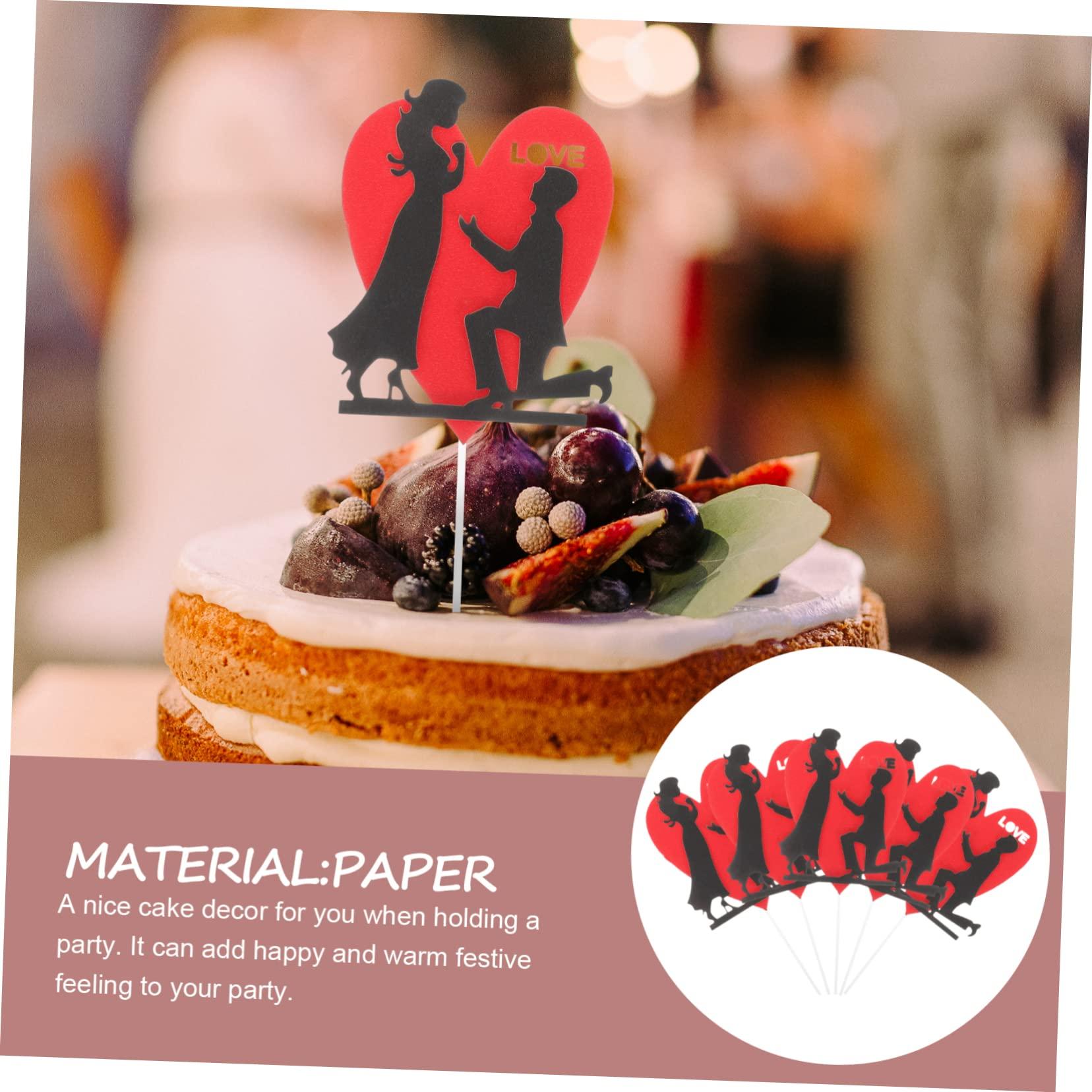 IMIKEYA IMIKEYA 66 Pcs Engagement Asl Heart Cake Topper Bride and Groom Couple Cake Picks Valentine Be Happy Love Cake Picks Wedding Cake Centerpiece Stick Funny Paper Proposal Romantic Bridegroom