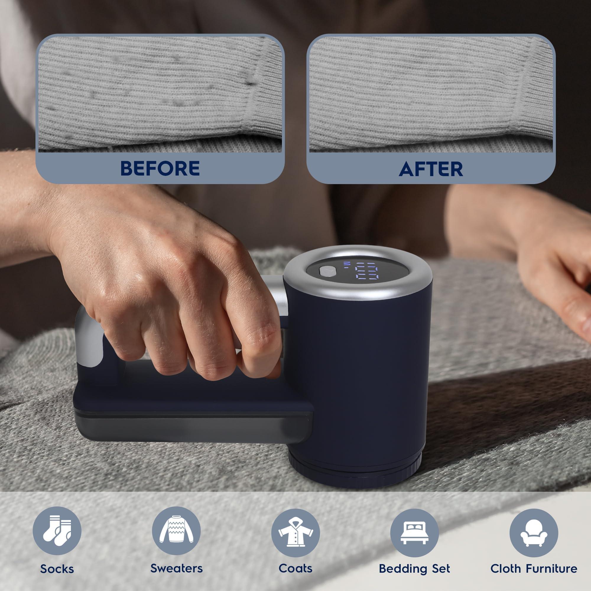 Electrolux Electrolux Rechargeable Fabric Shaver & Lint Remover for Clothes, Furniture, Sofas, Blankets with LED Display, 3-Speed Portable Electric Pill Cutter - Removes Lint, Pill, & Fuzz - Black