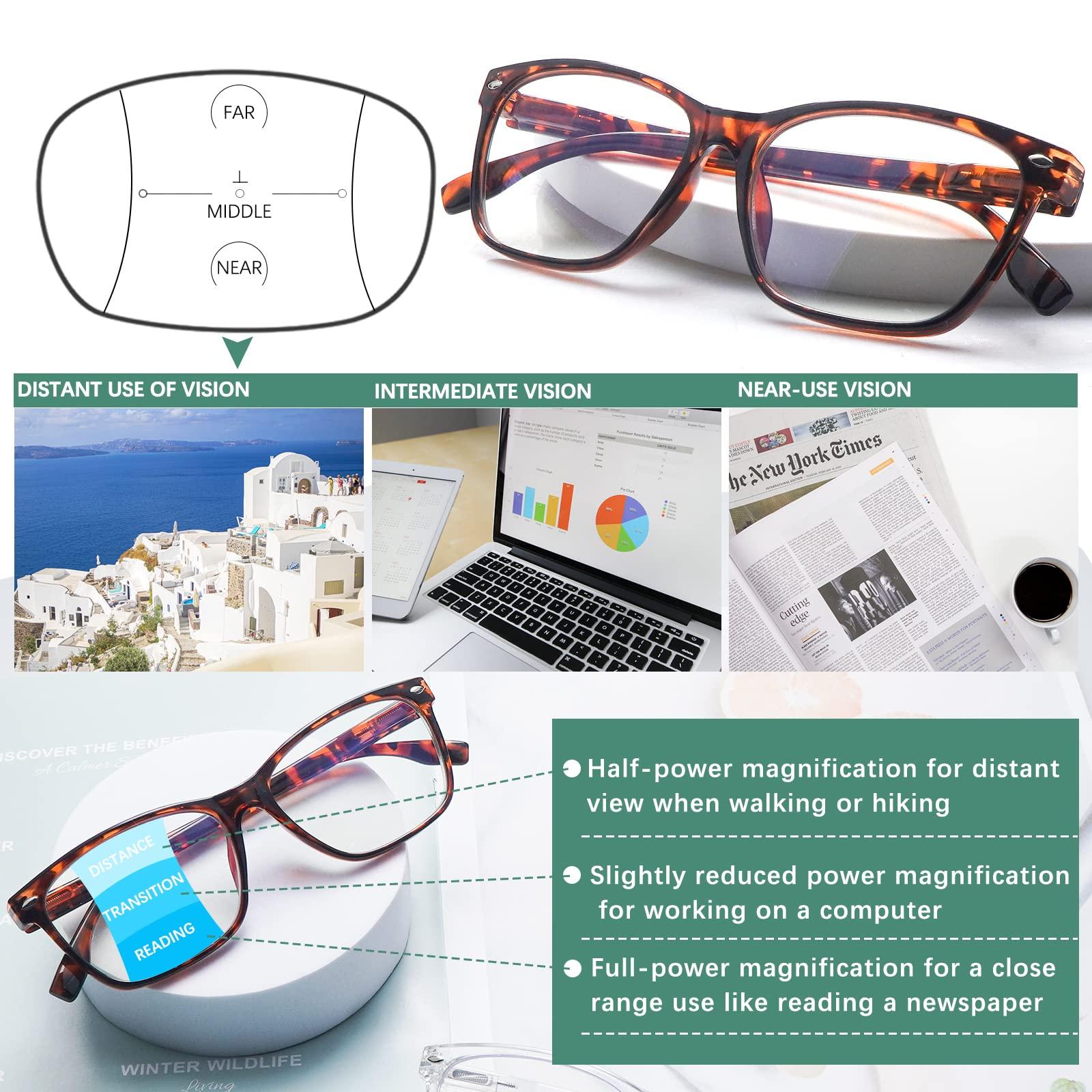 CLASAGA CLASAGA Progressive Multifocus Reading Glasses for Women, Blue Light Blocking Ladies Computer Readers with Spring Hinge (3 mix-1, 4, multiplier_x)