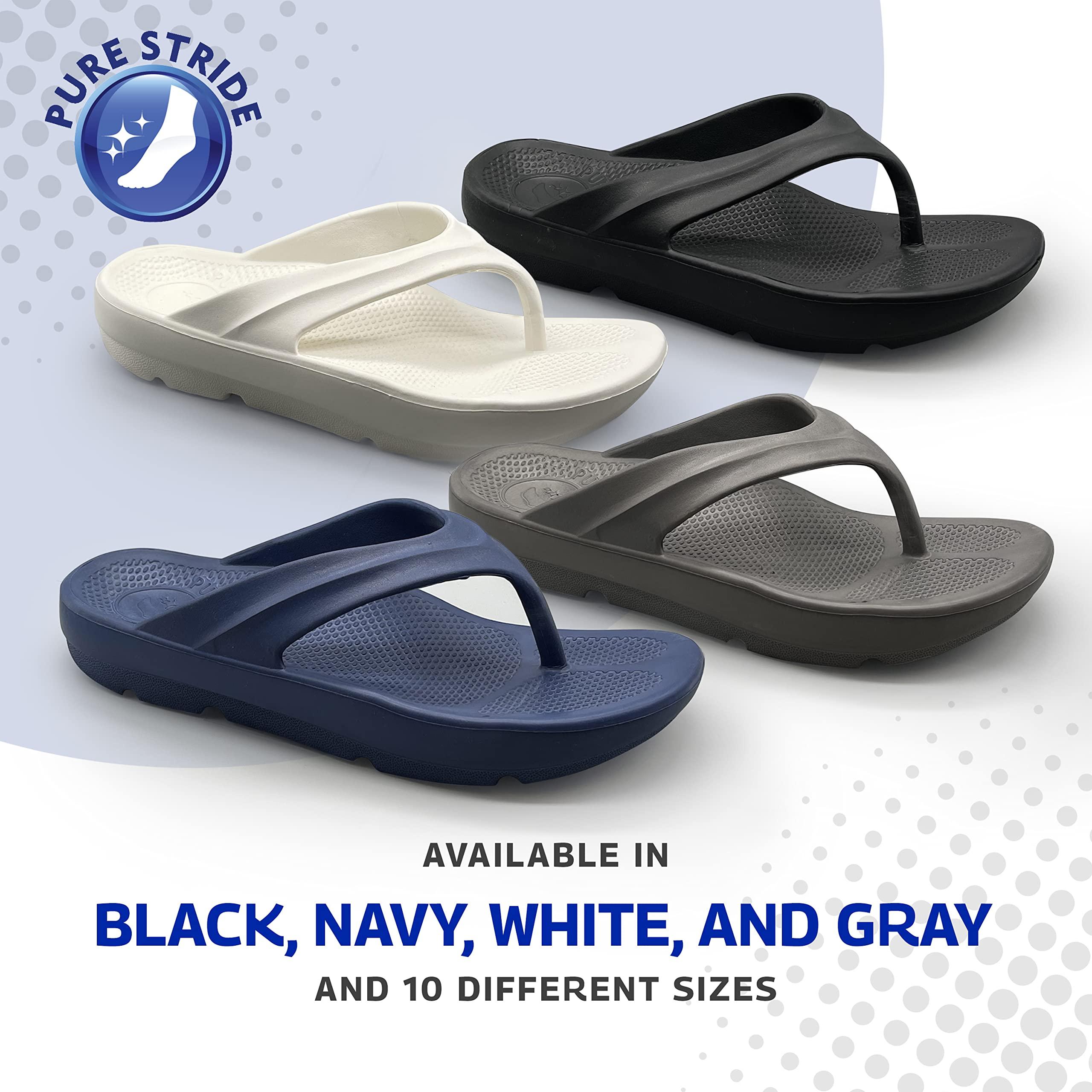 Pure Stride Pure Stride Therapeutic Flip Flops, Orthotic Thong Sandals for Plantar Fasciitis, Metatarsal and Heel Spurs, Feet Pain Relief and Arch Support - Navy, Men’s Size 13