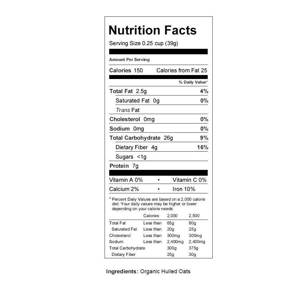 Handy Pantry Organic Hulled Oat Groats (Hull Removed): 2 Lbs - Non-GMO Oats - Cereal Grain - Emergency Food Storage, Grains, Rolling for Oatmeal, & More