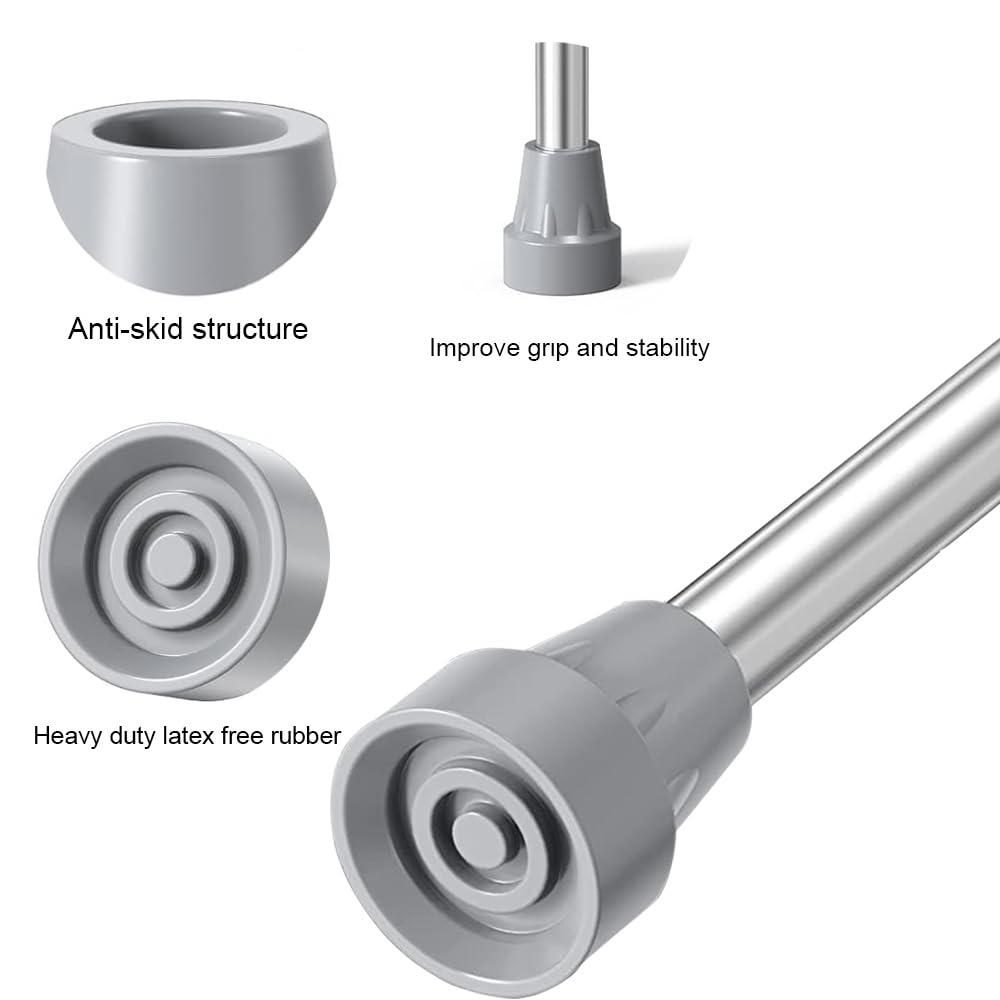 NADUSEP Crutch Tips, 4 Pack 7/8 Inch Replacement Crutch Feet Cap Heavy Duty Rubber Accessories Walking Cane Tips, Gray