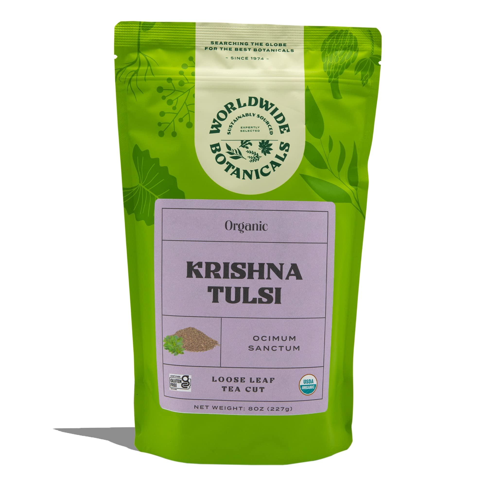 Worldwide Botanicals Worldwide Botanicals Organic Holy Basil Tea, 8oz - Tulsi Krishna - Loose Leaf Premium Herbal Tea, 100% Pure Tulsi Holy Basil, Fair Trade, Adaptogenic, Kosher