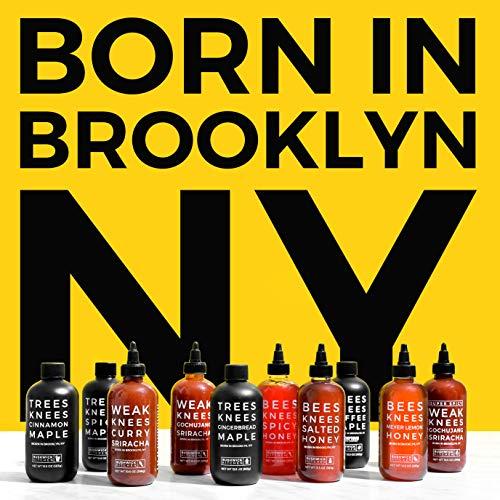 Bushwick Kitchen Bees Knees Spicy Honey Sauce + Sticks Set, Wildflower Honey Mixed with Habanero Peppers, 12.5 Ounce Bottle + 50 Sticks