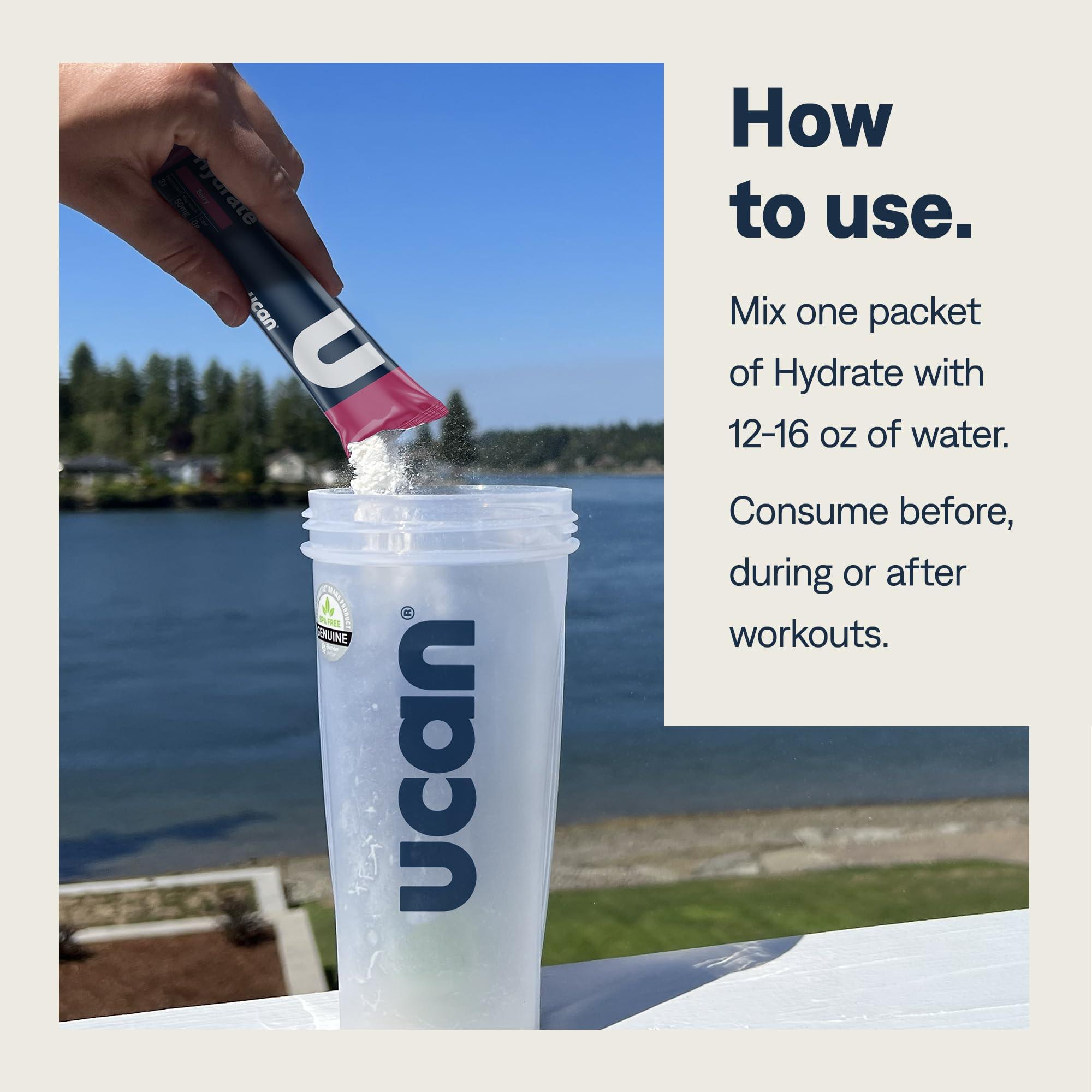 UCAN UCAN Hydrate Electrolyte Drink Mix (Berry, 12 Stickpacks) Sugar-Free, Keto-Friendly, Vegan, Non-GMO, Gluten-Free Electrolyte Powder with Potassium & Magnesium for Runners & Athletes