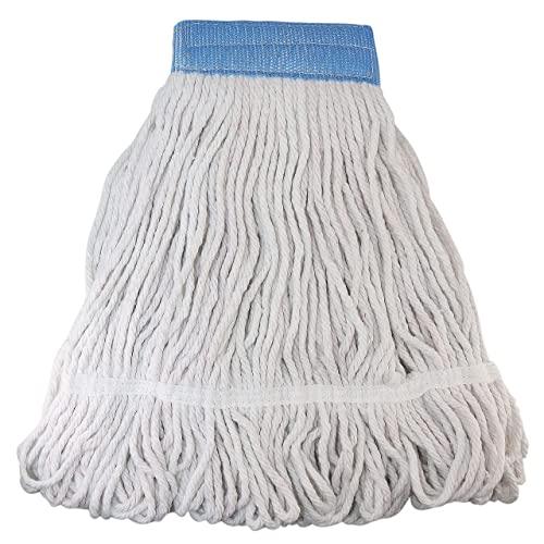 Tidy Monster Loop End Commercial String Mop Head, String Cotton mop Heads, 6 Inch Headband, Mop Head Replacement for Home, Highly Absorbent,Industrial and Commercial Use (3-White)