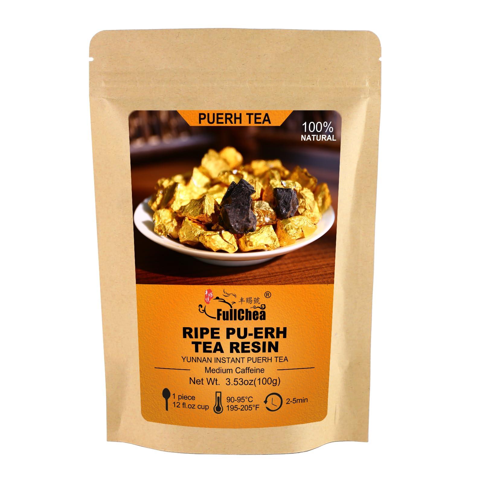 FullChea FullChea - Pu-erh Tea Resin - Instant Tea Resins - Chagao 2009 Aged Fermented Yunnan Ripe Pu Erh, Medium Caffeine - Helps Digestion - 3.53oz / 100g