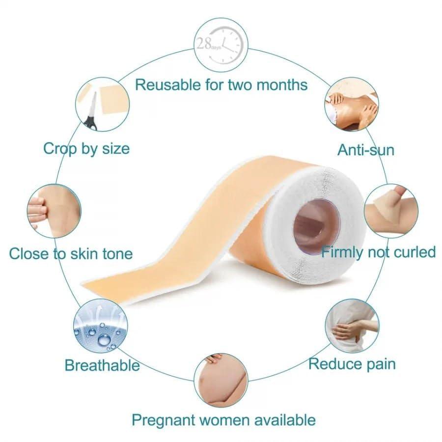 DHAMELIYA DD Silicone Scar Sheets, Silicon Gel Sheets for Scars Transparent Medical Silicone Gel Tape for Scar Removal, Silicone Scar Tape Roll for Hypertrophic Scars and Keloids Caused by Surgery