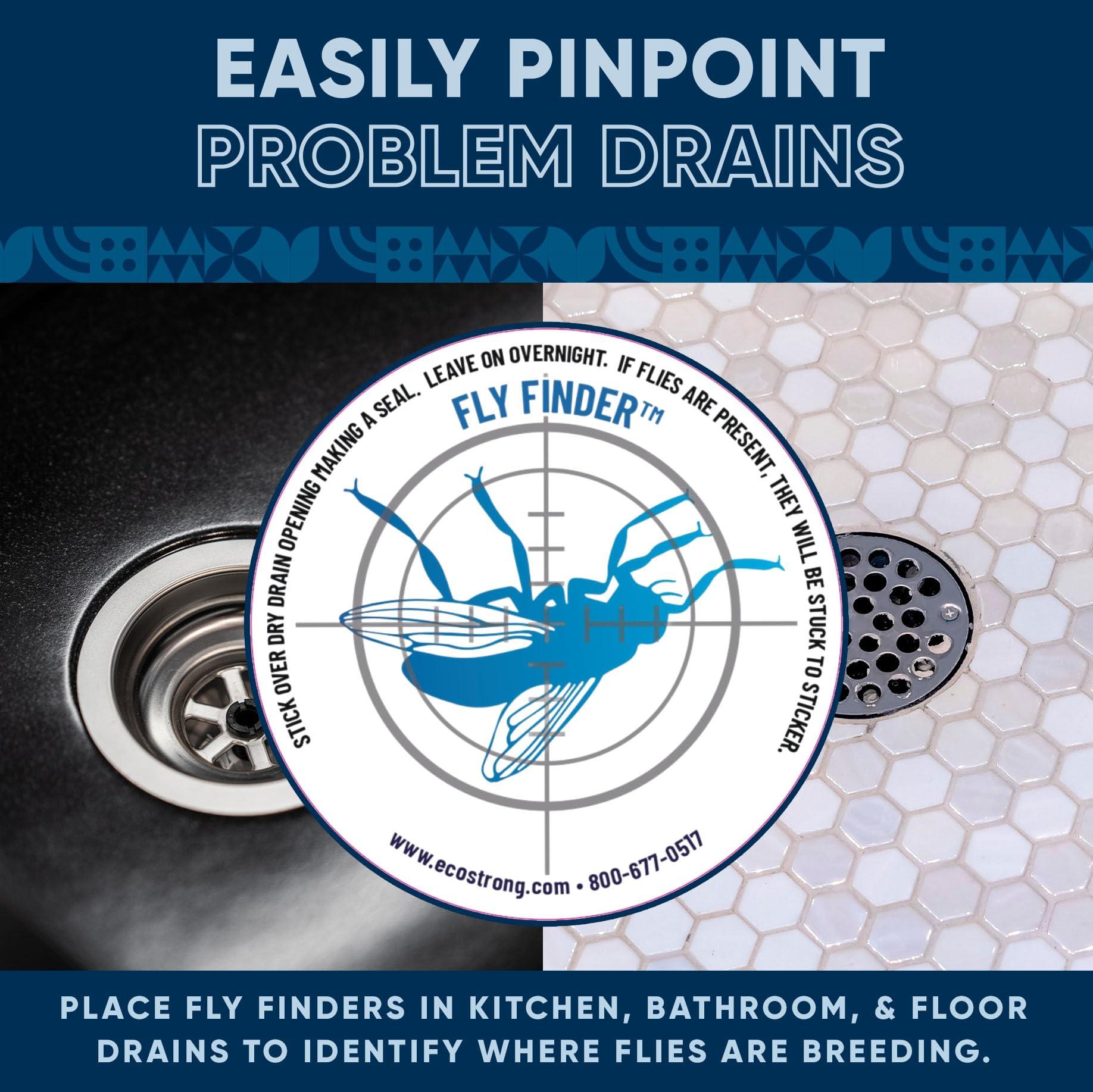 Eco Strong Fruit Fly Drain Treatment | Drain Fly Eliminator | Eliminates Gnats, Sewer Flies and More - Works in All Drains - 128 Fl Oz w Fly Finder