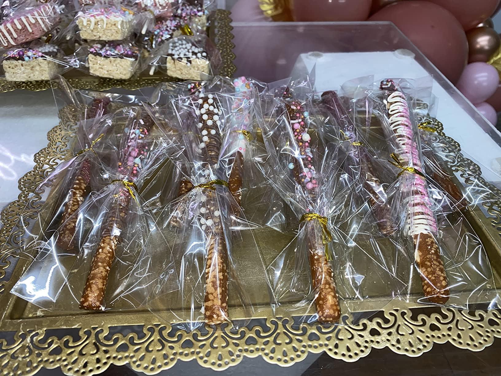 COOLAKE COOLAKE Clear Pretzel Rod Bags, 2.4x10 Inches 200PCs Pretzel Stick Bags, Pretzels Individual Bags with Ties for Wedding Gift Cookie Candy