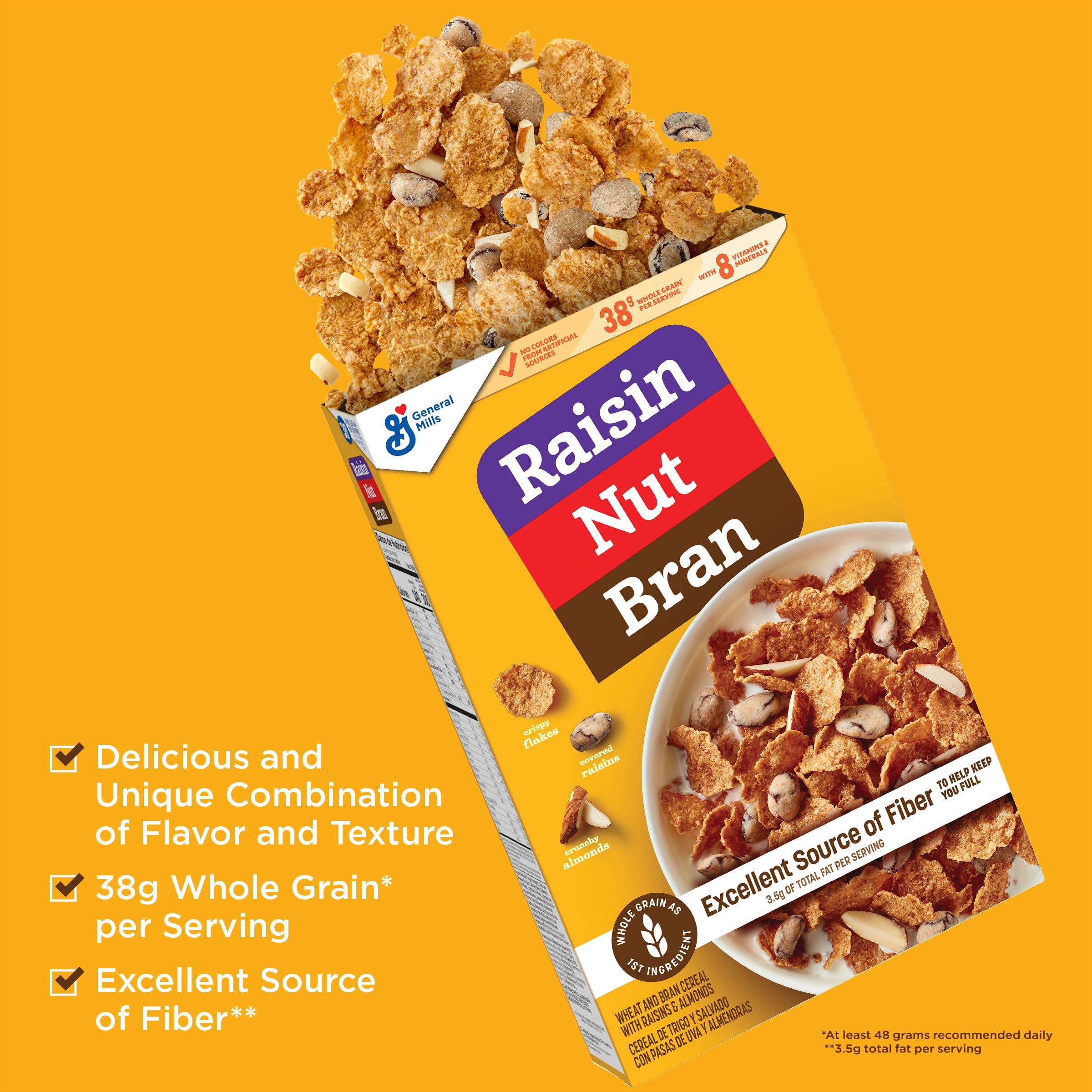 Raisin Nut Bran Raisin Nut Bran Cereal, High Fiber Cereal Made with Whole Grain, 20.8 oz