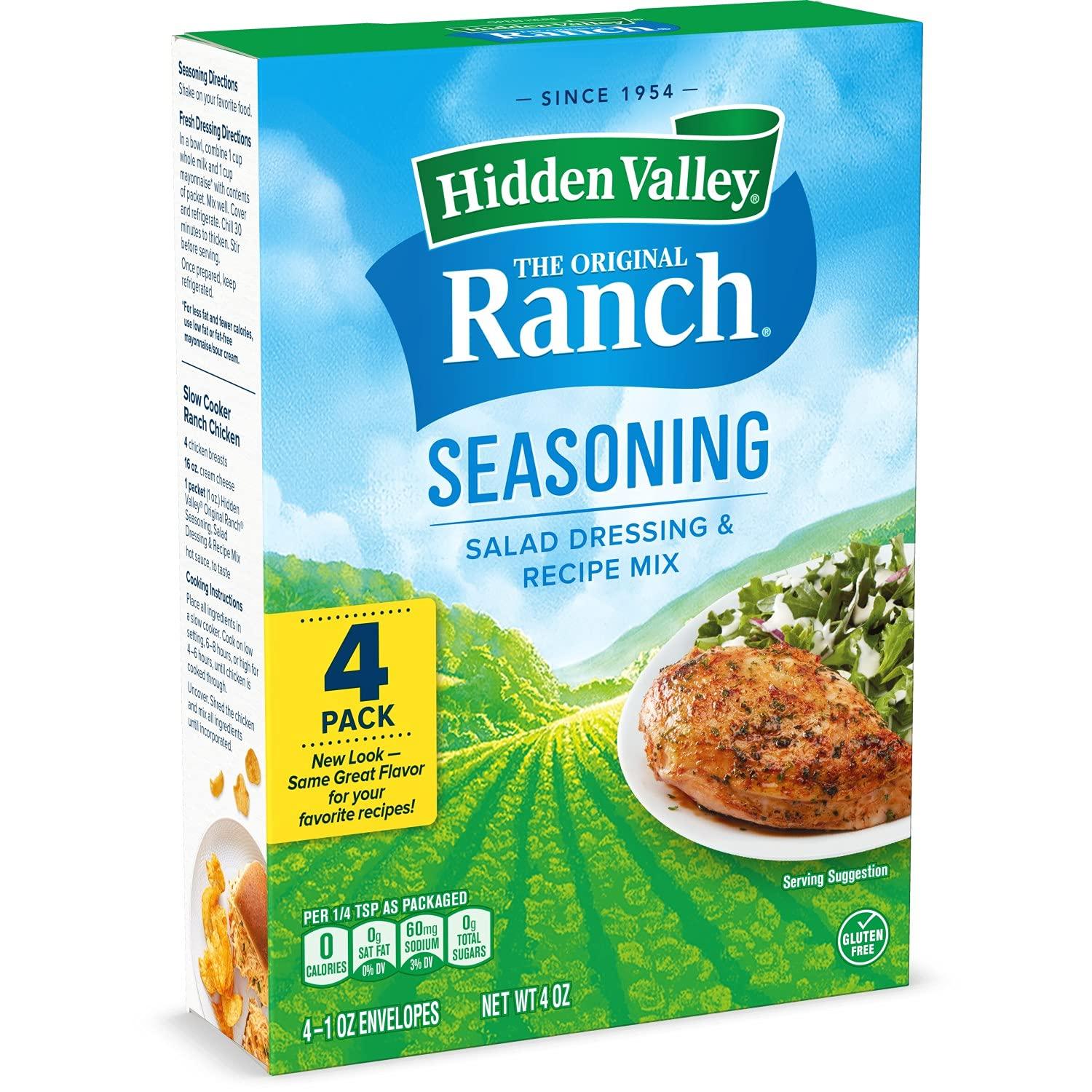 Hidden Valley Hidden Valley Original Ranch Salad Dressing & Seasoning Mix, Gluten Free, Keto-Friendly - 4 Packets (Package May Vary)