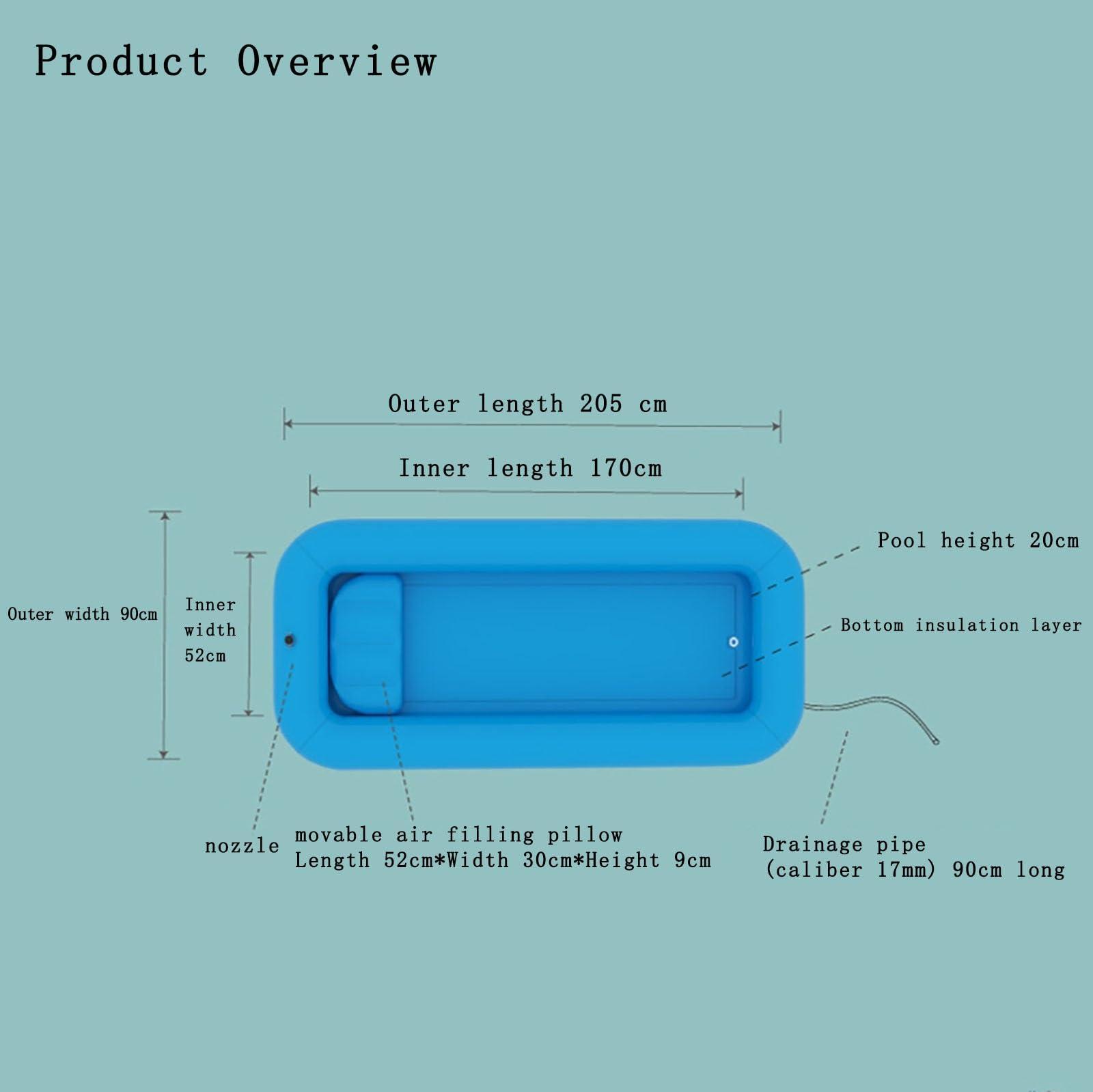 CEEBUS Inflatable Bathtub Portable Adult Tub PVC Body Washing Basin System Inflatable Hair Wash Basin Disabled Bed Shower Inflatable Tub Home Care Bed Accessories