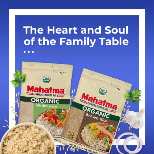 Mahatma Mahatma Organic Brown Rice, 2-Pound Bag of Rice, Microwave Rice in 20 Minutes or Cook on Stovetop in 1 Hour