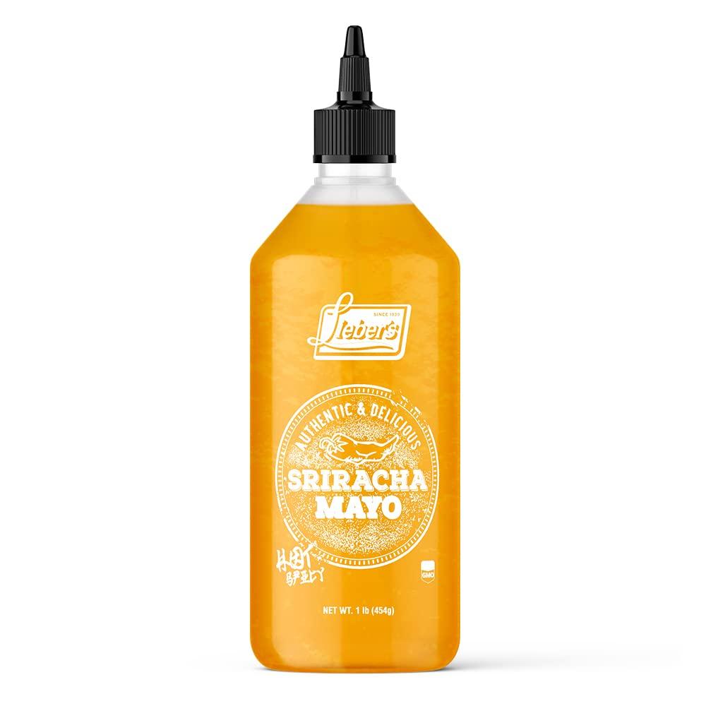 LIEBERS Lieber's Authentic And Delicious Sriracha Mayo, Hot And Spicy Mayonnaise Sauce, Non-GMO, No MSG, Gluten-free, Cholesterol-free, and Vegan, NET WT. 1 lb (454g)