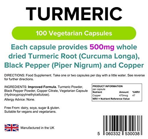Lindens Turmeric Whole Root Extract 500mg 2-Pack 200 Capsules Curcumin Rich Curcuma