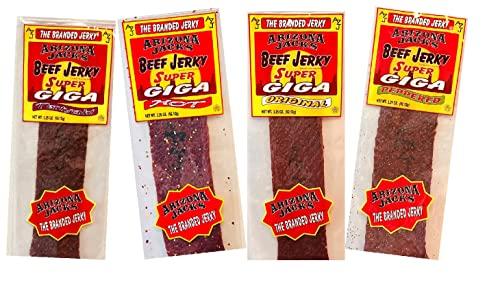 Prime Snax Corp Arizona Jack's Super Giga Individually Wrapped Jerky 4 Flavor Multipack (Original, Teriyaki, Pepper, & Hot)