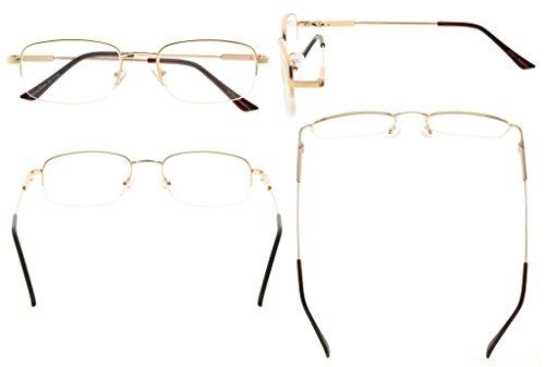 Eyekepper Eyekepper Bendable Titanium Memory Reading Glasses Men Women Half-Rim Readers (Gold,+2.00)