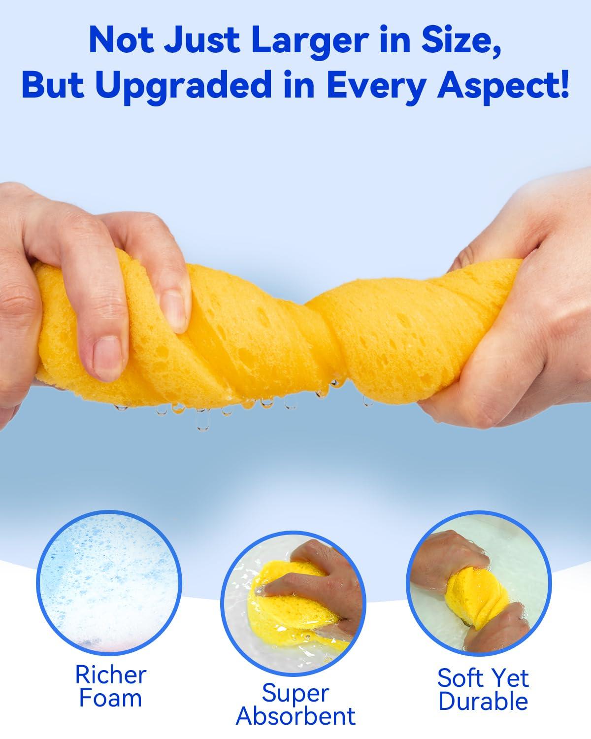 Temede Temede Car Wash Sponge, Car Cleaning Large Sponges, All Purpose Sponges for Cleaning, Easy Grip Thick Foam Scrubber, Giant Bone Sponge for Kitchen, Bathroom, Household Cleaning