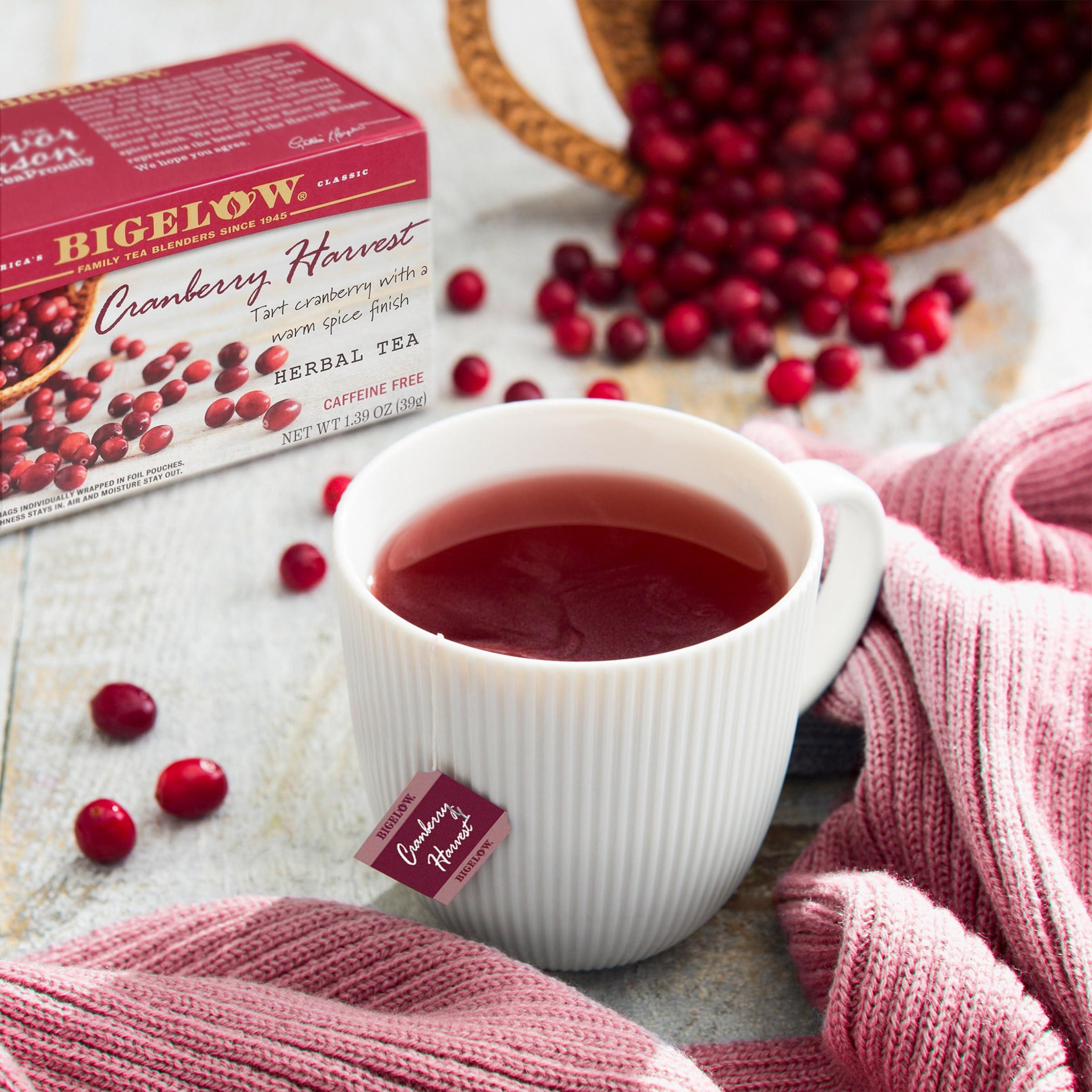 Bigelow Tea Bigelow Tea Cranberry Harvest Herbal Tea, Caffeine Free Tea with Cranberry and Spice, Holiday and Christmas Tea, 18 Count Box (Pack Of 6), 108 Total Tea Bags